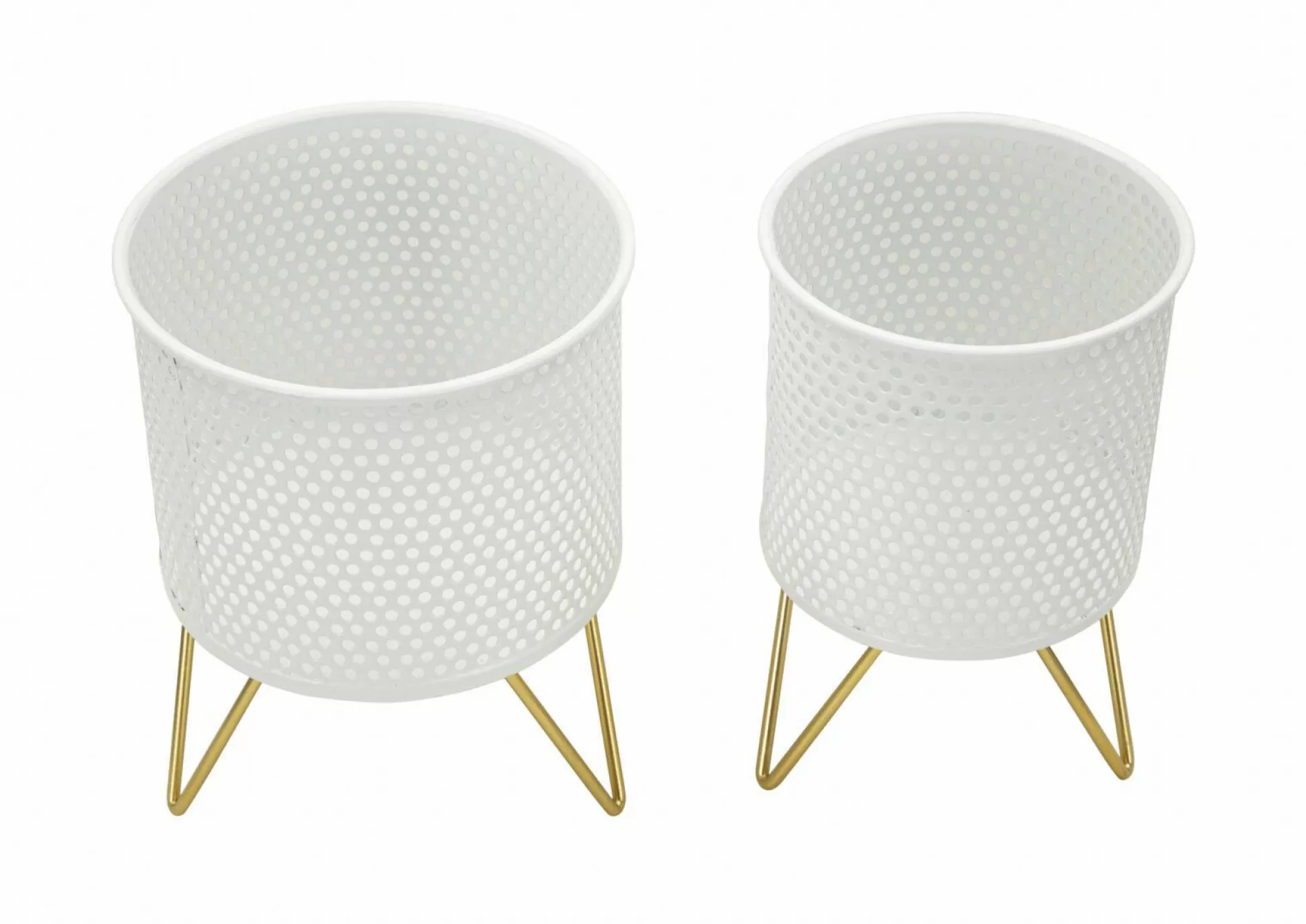 Dmora Oggettistica<Set di 2 vasi Vif, 16x16 h20 cm, Bianco e Oro