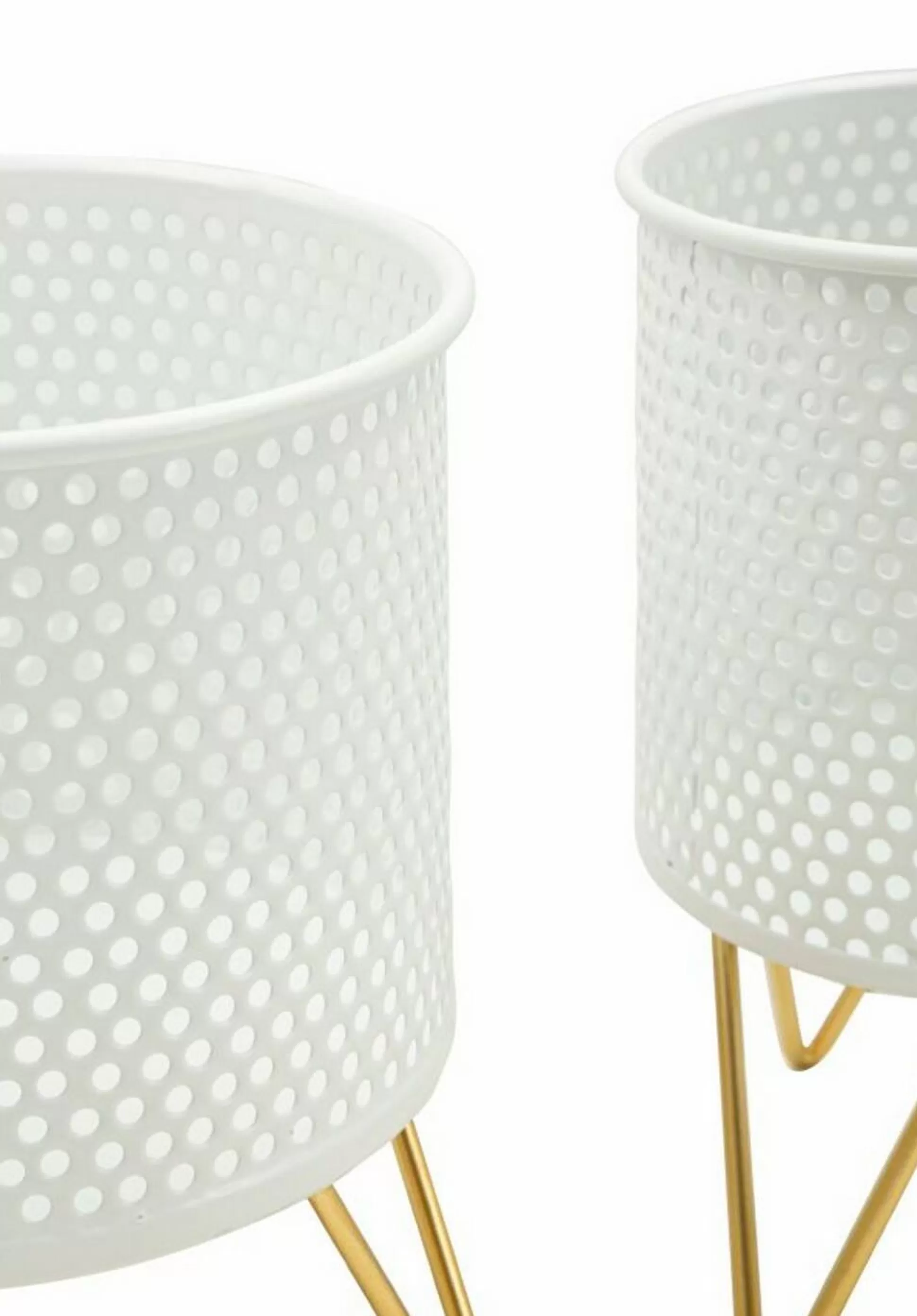 Dmora Oggettistica<Set di 2 vasi Vif, 16x16 h20 cm, Bianco e Oro