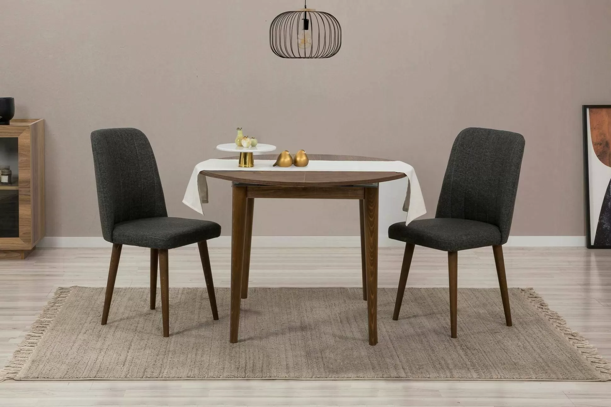 Dmora Set Tavolo E Sedie<Set tavolo e sedie Bee, 100x100h75 cm, Noce e Antracite