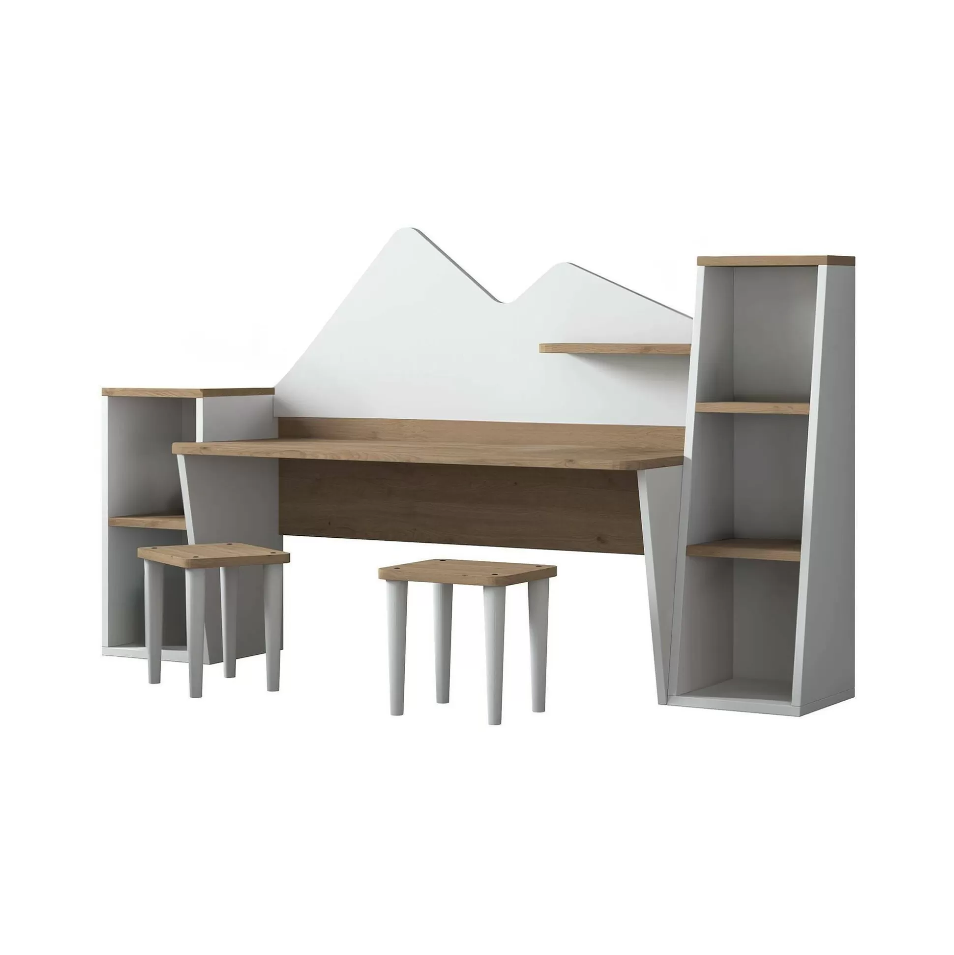 Dmora Set Tavolo E Sedie<Set tavolo e sedie Dionisia, 180x45h94 cm, Bianco e Noce