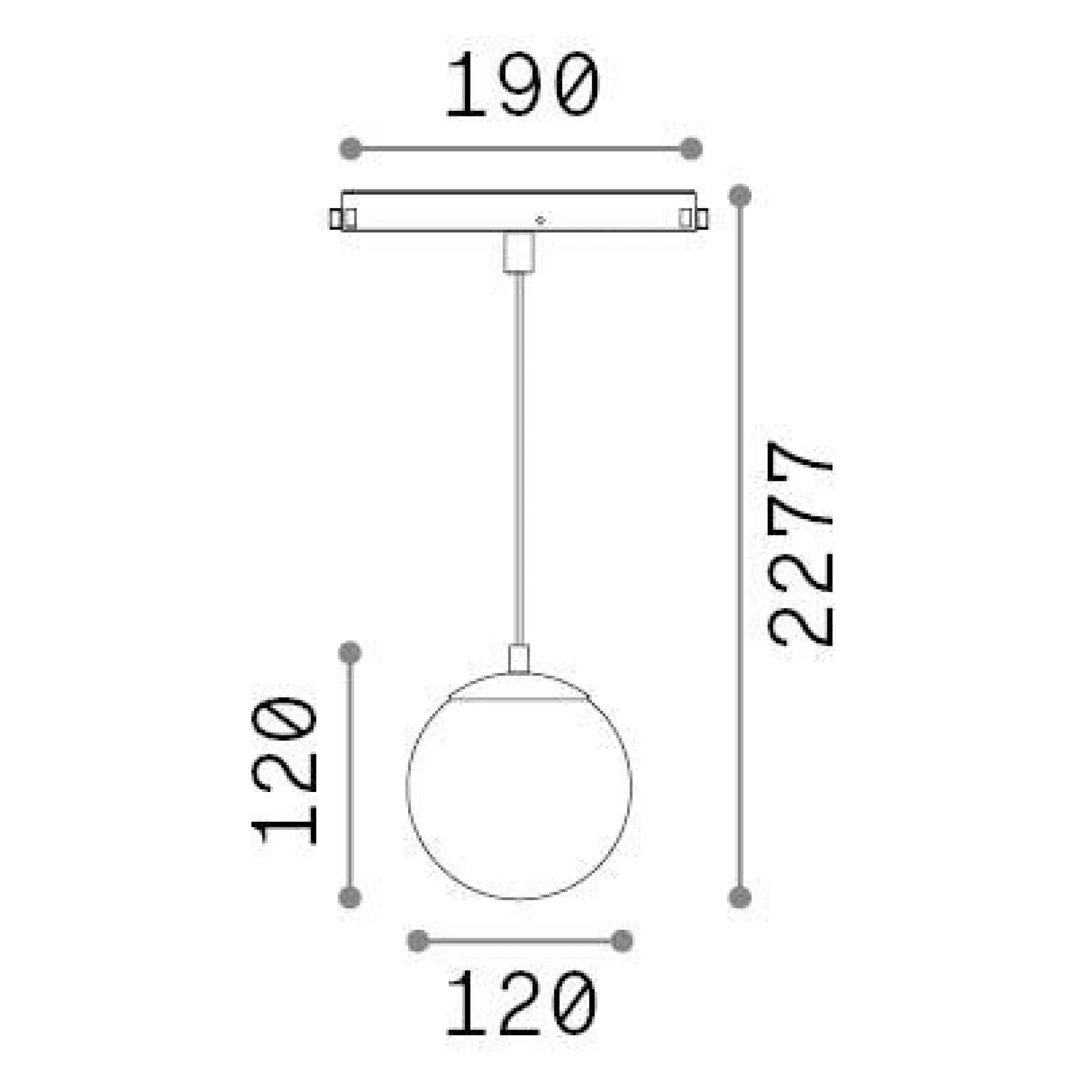 Dmora Sistemi Luce Binari<Sistema luce binario EGO PENDANT BALL 10W 3000K ON-OFF WH, 19 x 12 x h50 cm,
