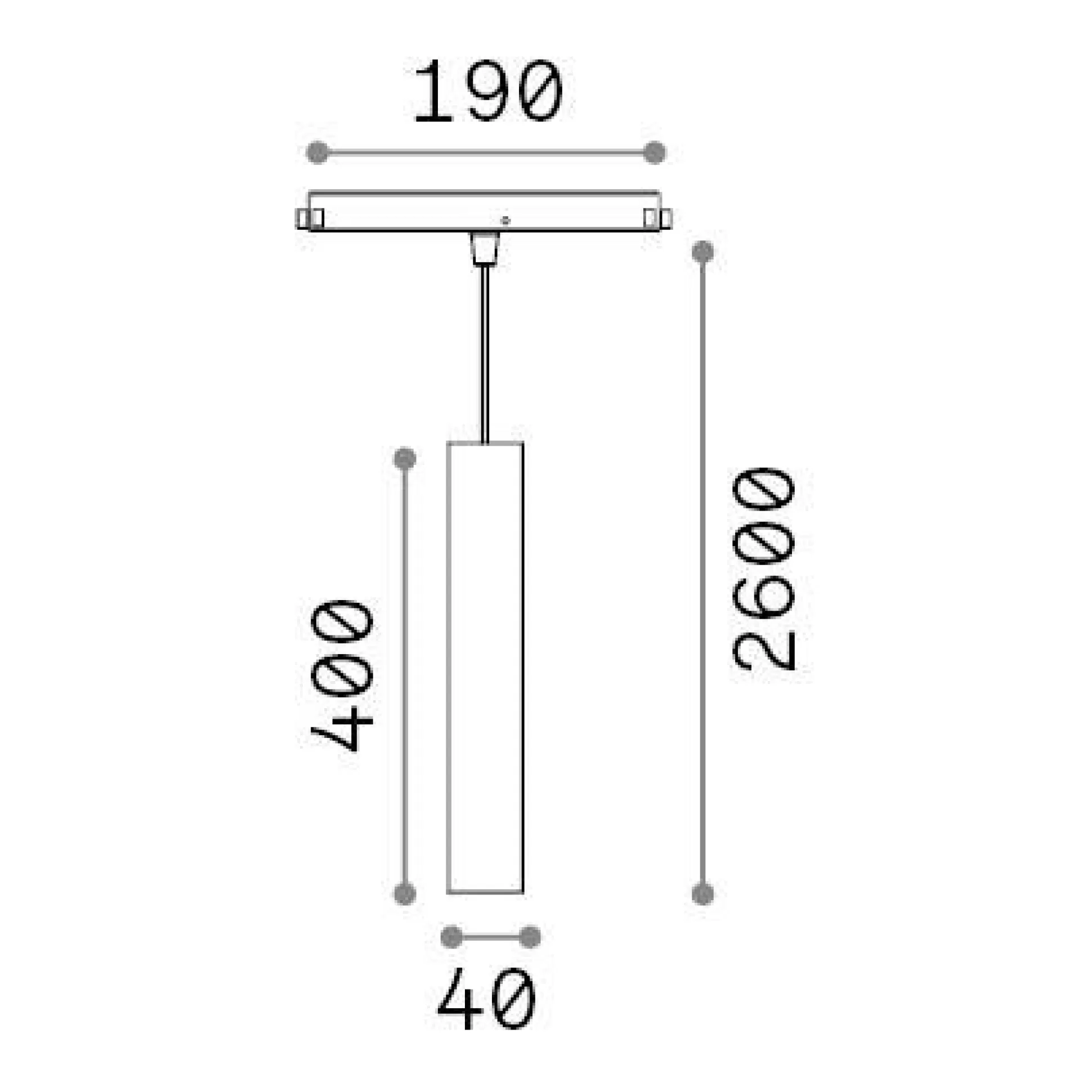 Dmora Sistemi Luce Binari<Sistema luce binario EGO PENDANT TUBE 12W 4000K ON-OFF BK, 19 x 4 x h55 cm,