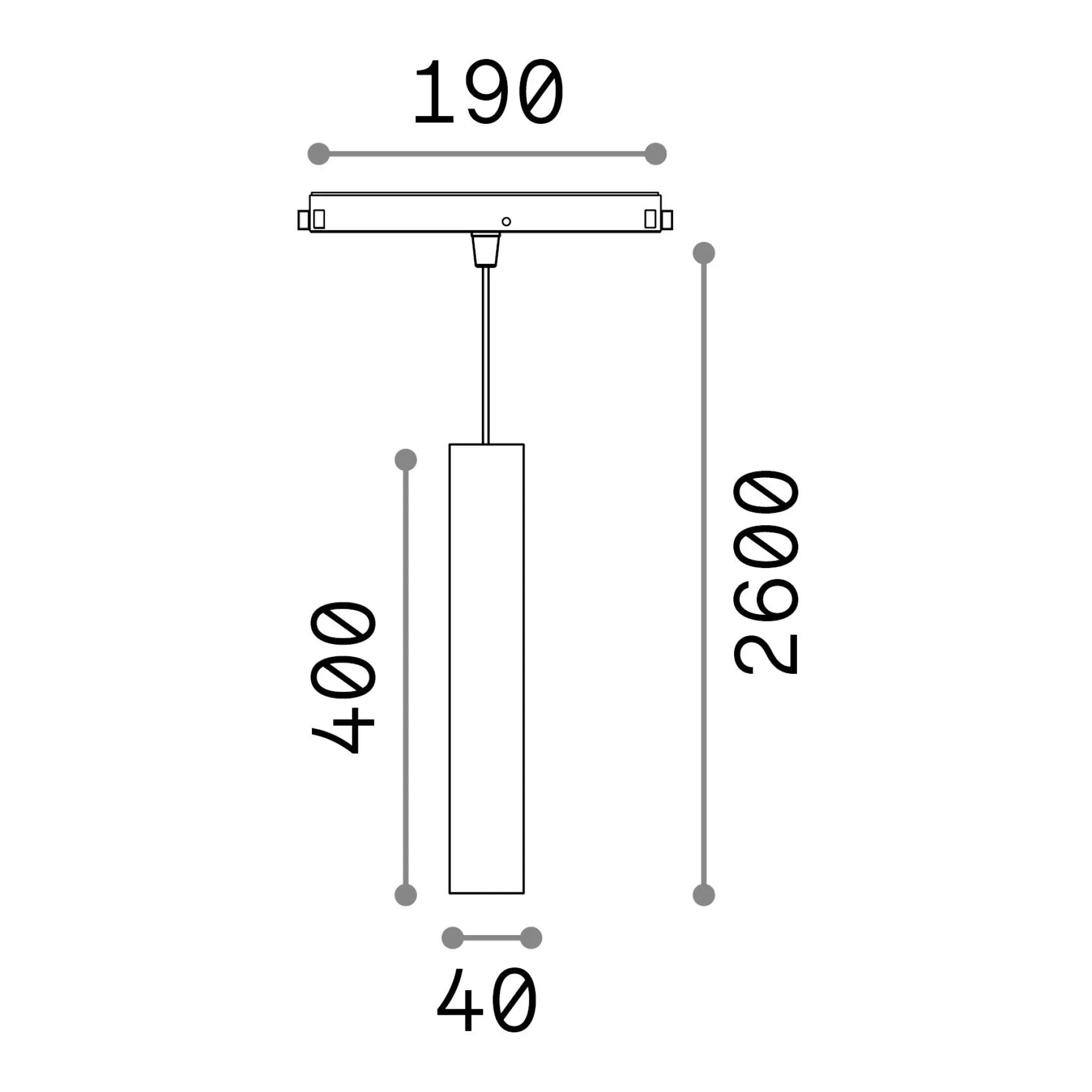 Dmora Sistemi Luce Binari<Sistema luce binario EGO PENDANT TUBE 12W 3000K ON-OFF BK, 19 x 4 x h55 cm,