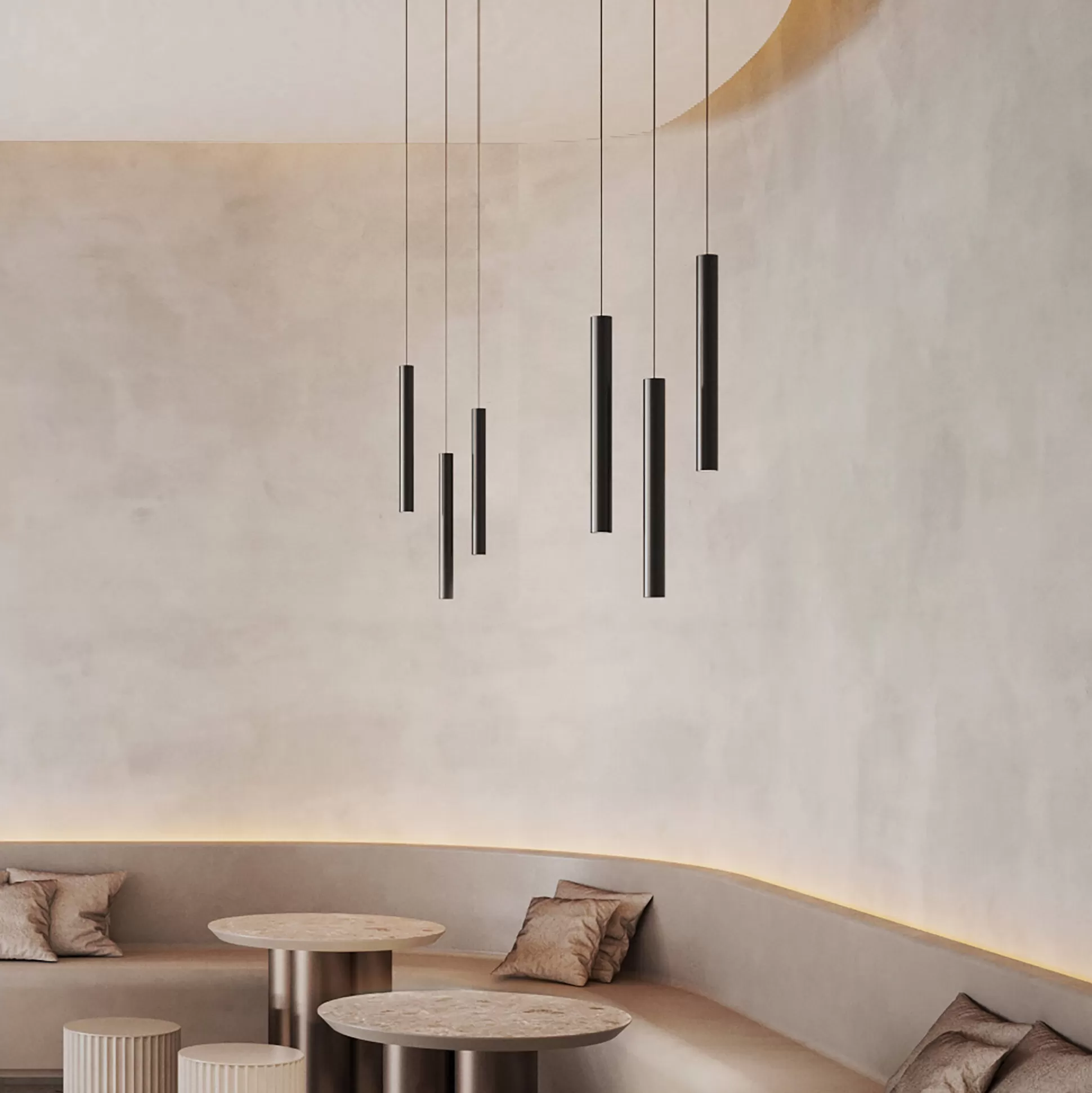 Dmora Sistemi Luce Binari<Sistema luce binario EGO PENDANT TUBE 12W 3000K ON-OFF BK, 19 x 4 x h55 cm,