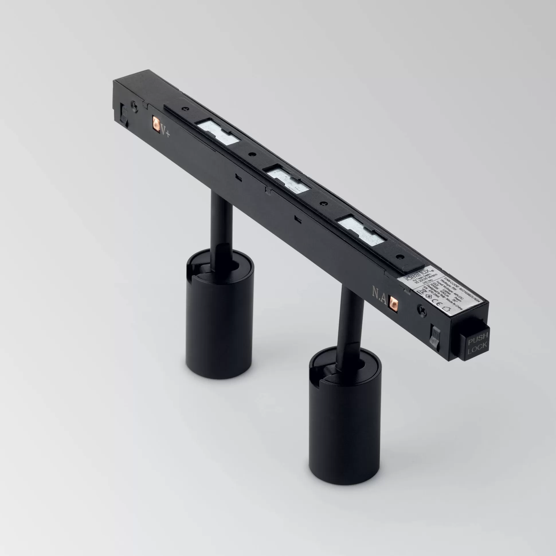 Dmora Sistemi Luce Binari<Sistema luce binario EGO TRACK DOUBLE 05W 3000K ON-OFF BK, 19 x 3 x h10 cm,