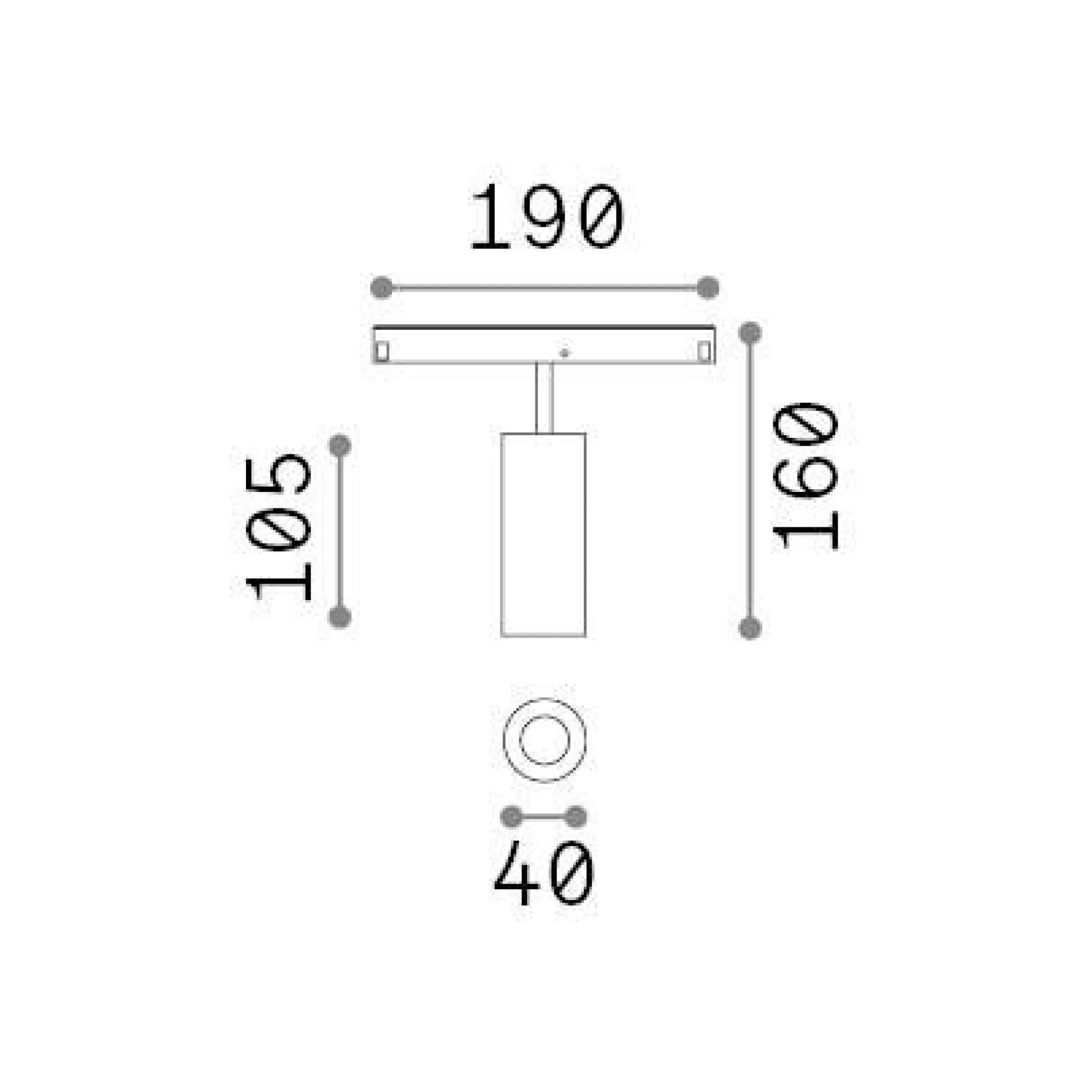 Dmora Sistemi Luce Binari<Sistema luce binario EGO TRACK SINGLE 12W 3000K DALI BK, 19 x 4 x h16 cm,