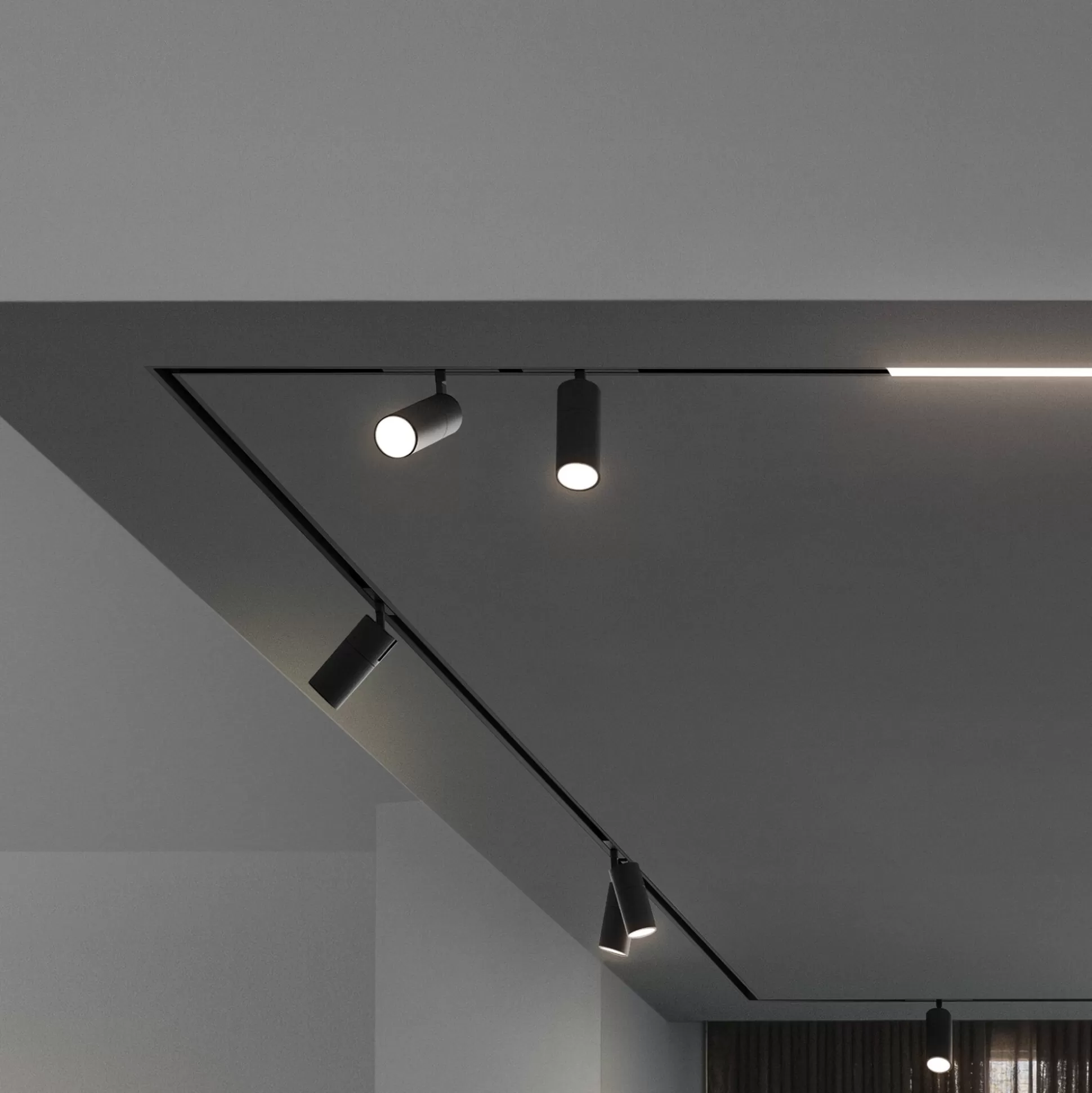 Dmora Sistemi Luce Binari<Sistema luce binario EGO TRACK SINGLE 19W 3000K ON-OFF BK, 19 x 7 x h19 cm,