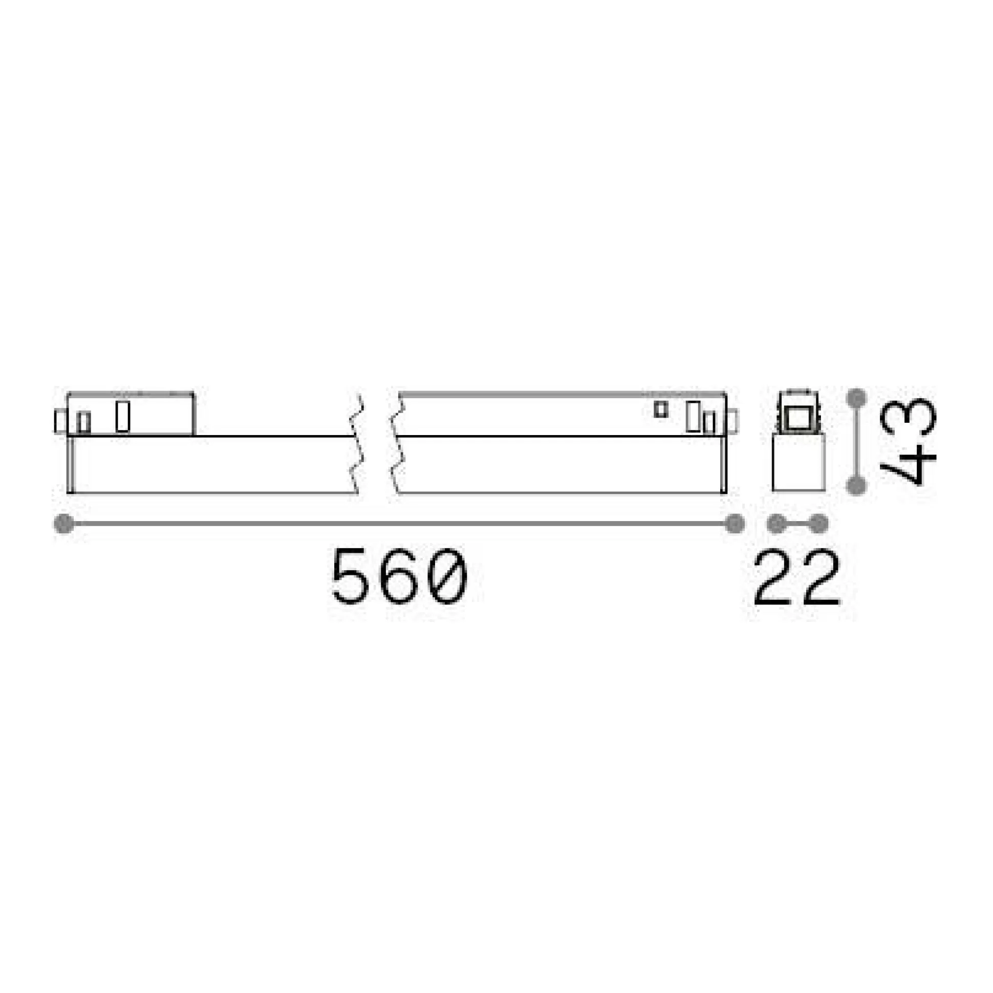 Dmora Sistemi Luce Binari<Sistema luce binario EGO WIDE 13W 3000K DALI BK, 56 x 2 x h4 cm,