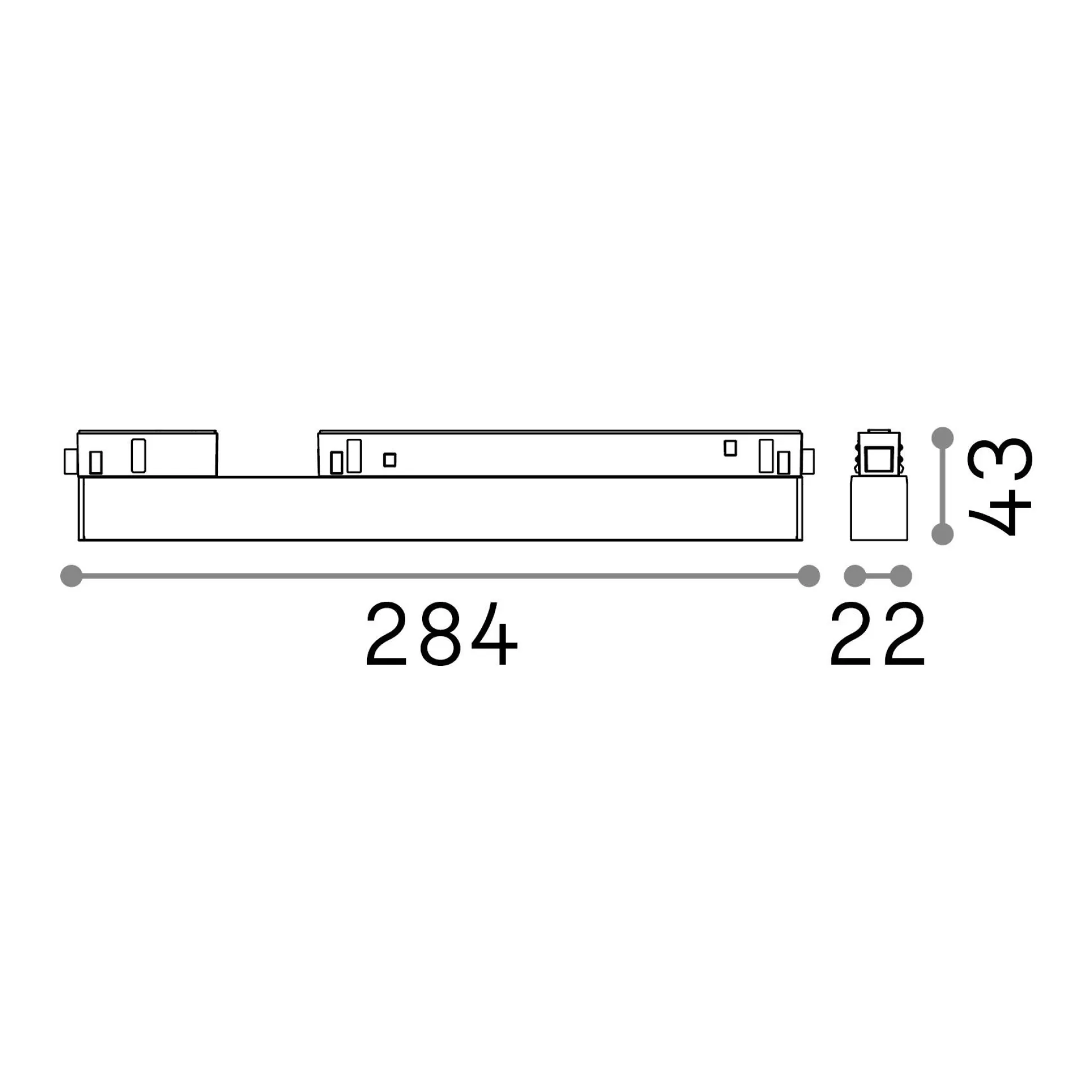 Dmora Sistemi Luce Binari<Sistema luce binario EGO WIDE 07W 3000K ON-OFF BK, 28 x 2 x h4 cm,