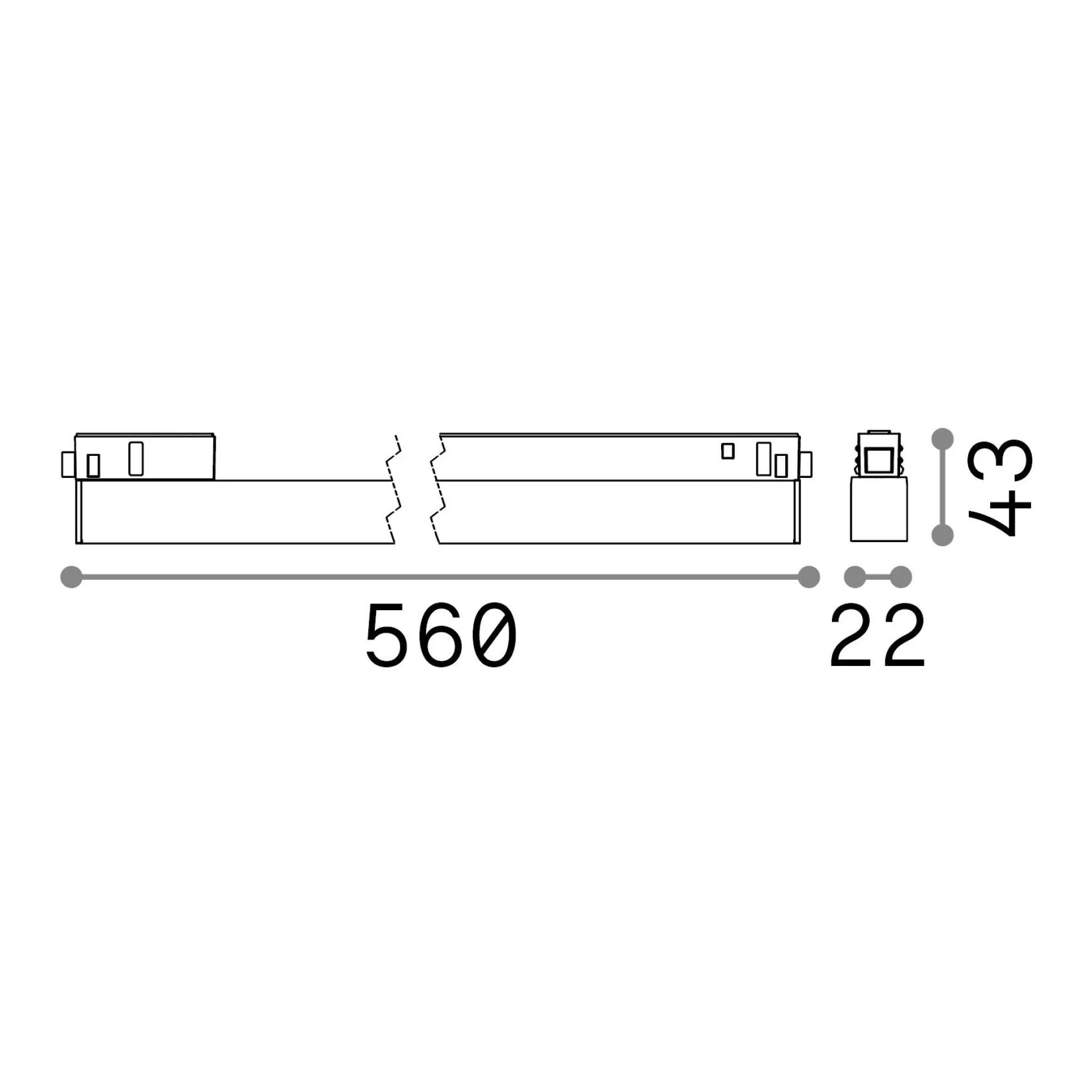 Dmora Sistemi Luce Binari<Sistema luce binario EGO WIDE 13W 3000K ON-OFF BK, 56 x 2 x h4 cm,