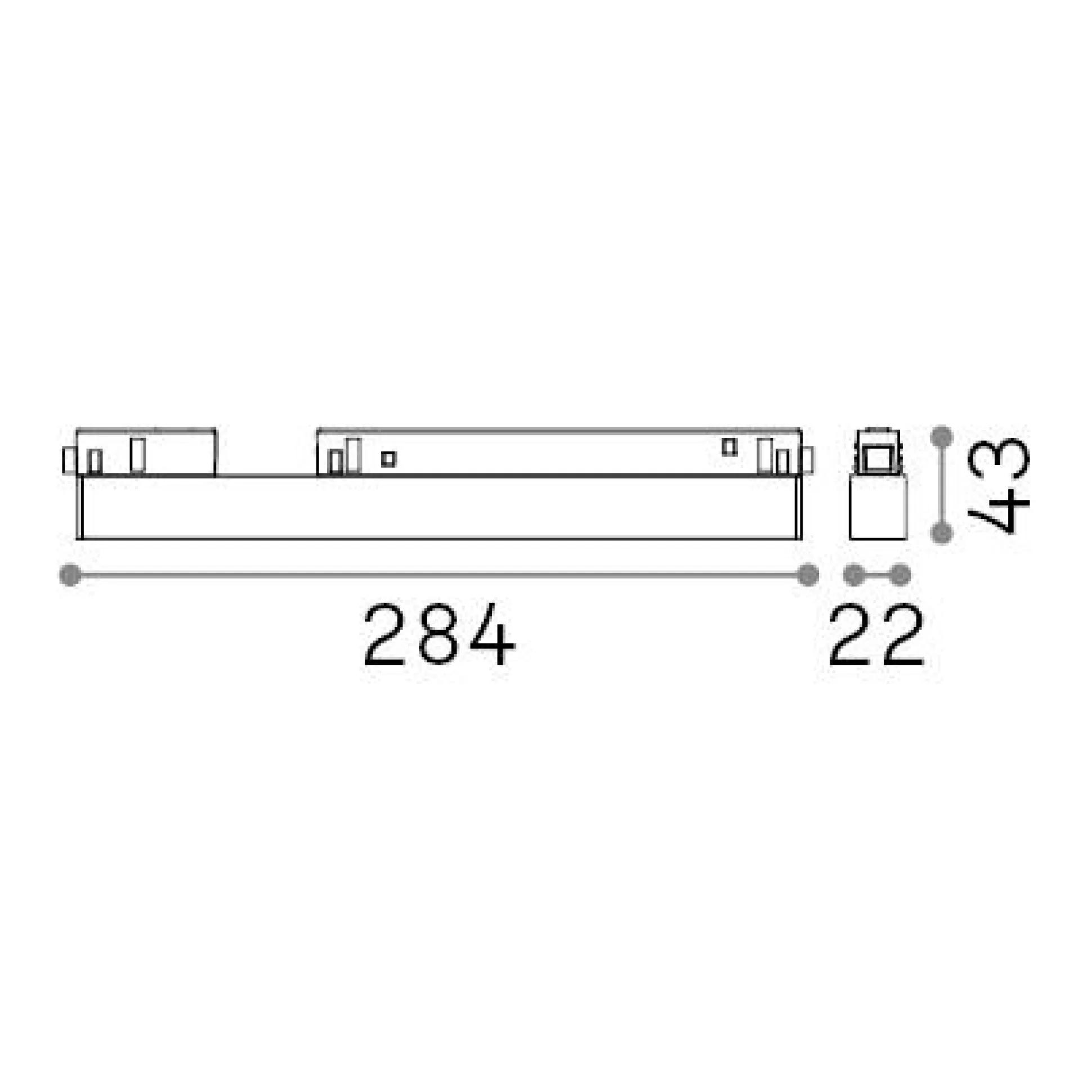 Dmora Sistemi Luce Binari<Sistema luce binario EGO WIDE 07W 3000K 1-10V BK, 28 x 2 x h4 cm,