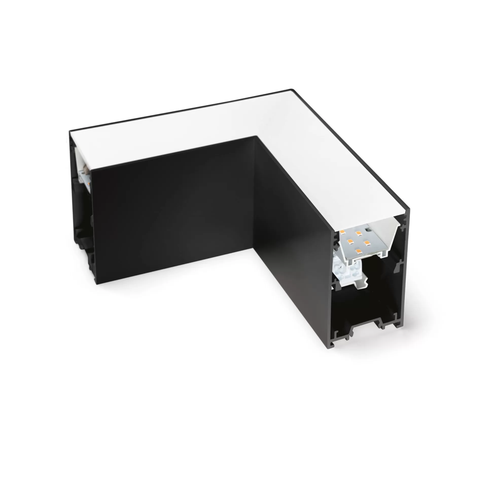 Dmora Sistemi Luce Binari<Sistema luce binario FLUO CORNER 3000K BK, 15 x 15 x h8 cm,