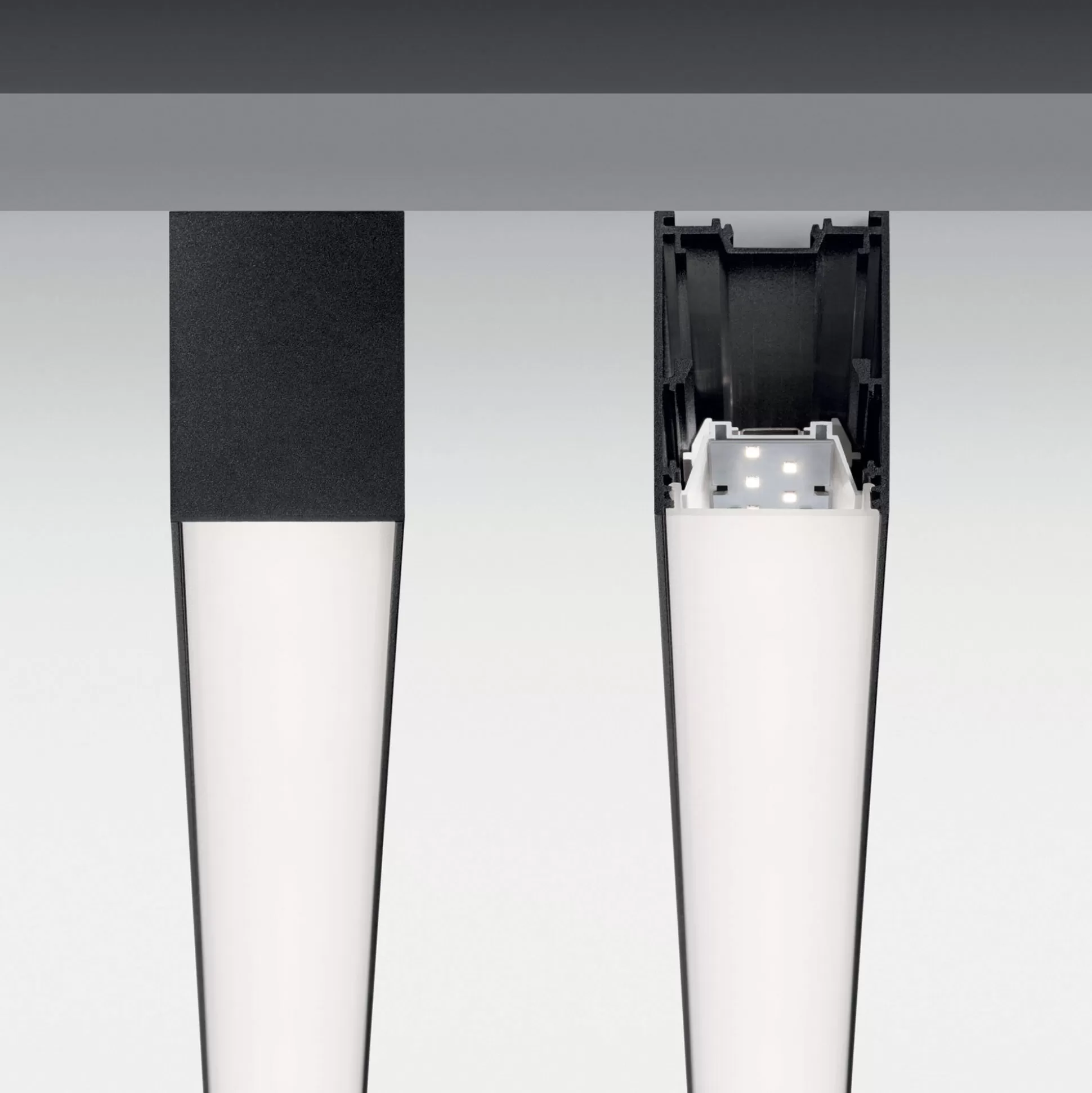 Dmora Sistemi Luce Binari<Sistema luce binario FLUO WIDE 1800 3000K BK, 181 x 5 x h8 cm,
