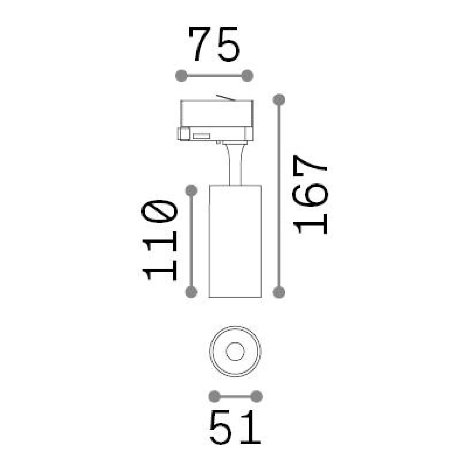 Dmora Sistemi Luce Binari<Sistema luce binario FOX 08W CRI80 3000K ON-OFF GD, 8 x 5 x h17 cm,