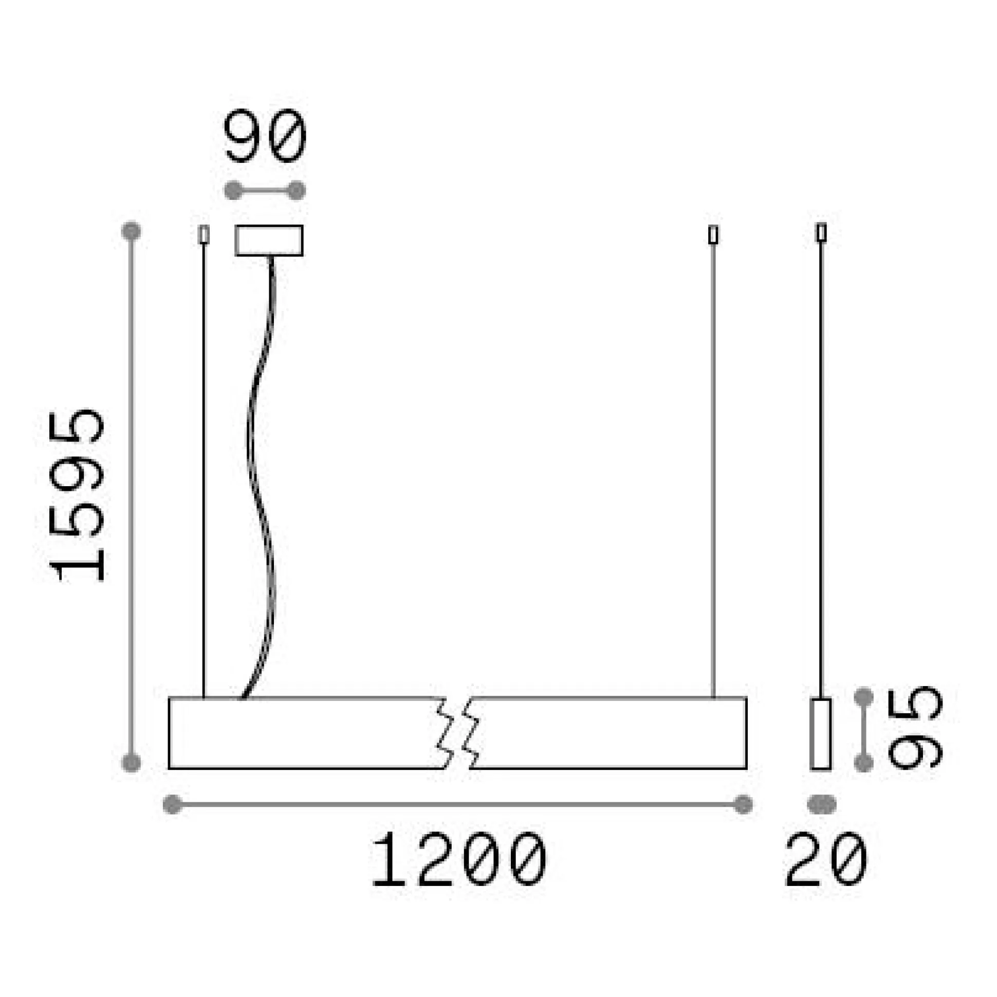 Dmora Sistemi Luce Binari<Sistema luce binario LINUS SP 3000K BK, 120 x 2 x h35 cm,