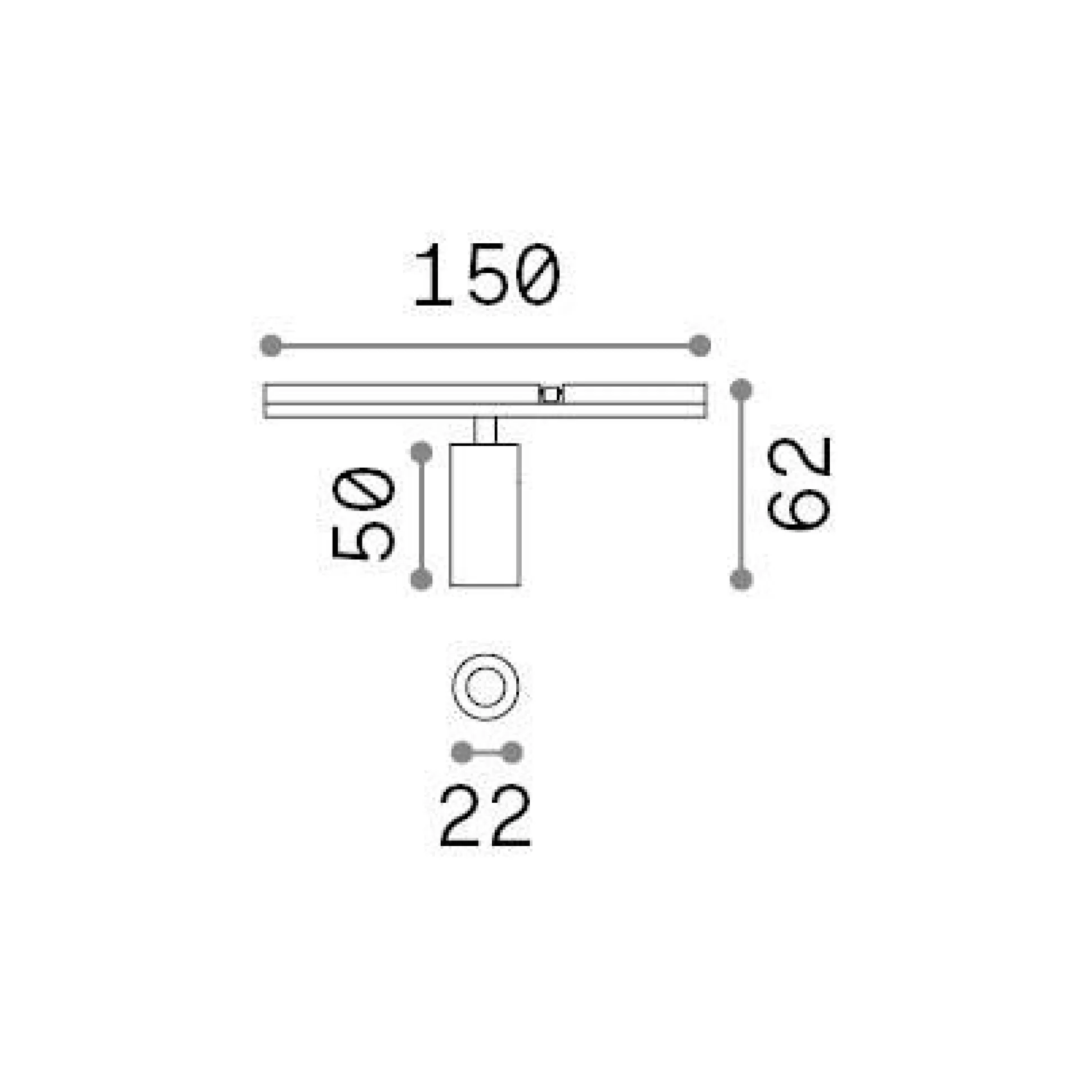 Dmora Sistemi Luce Binari<Sistema luce binario STICK TRACK SINGLE 03W, 15 x 2 x h6 cm,