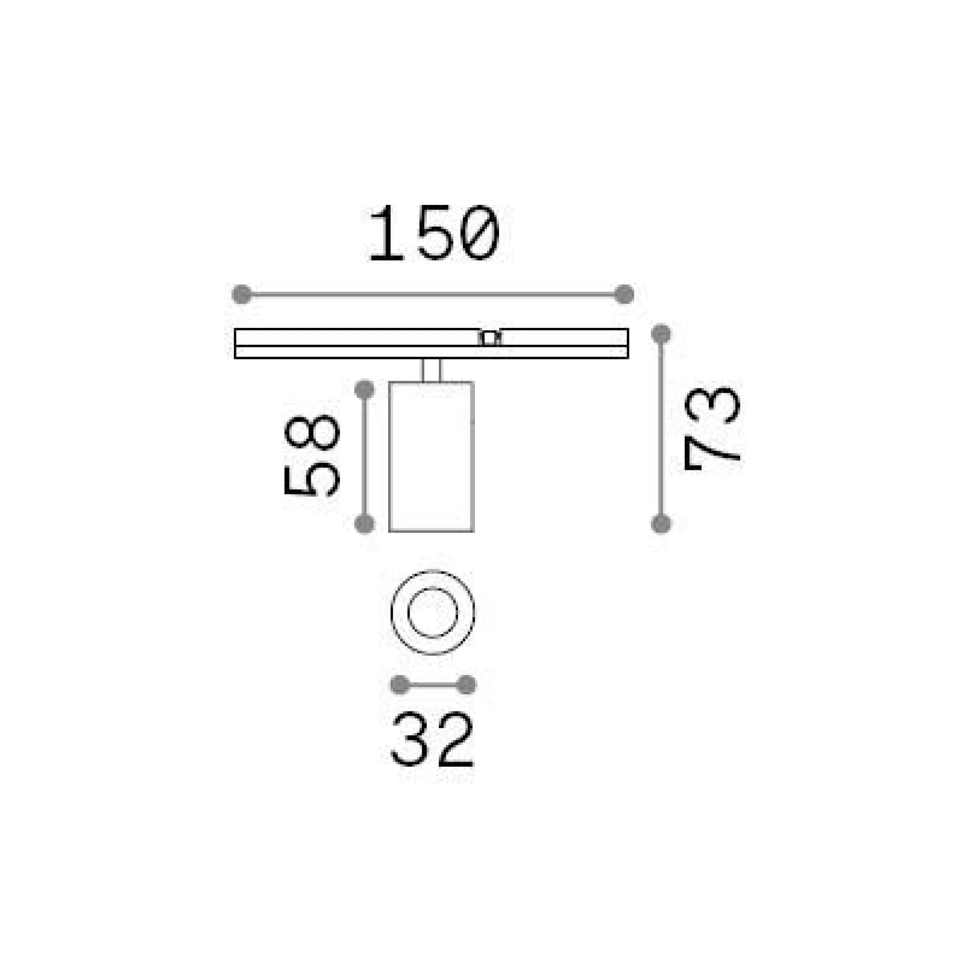 Dmora Sistemi Luce Binari<Sistema luce binario STICK TRACK SINGLE 05W, 15 x 3 x h7 cm,