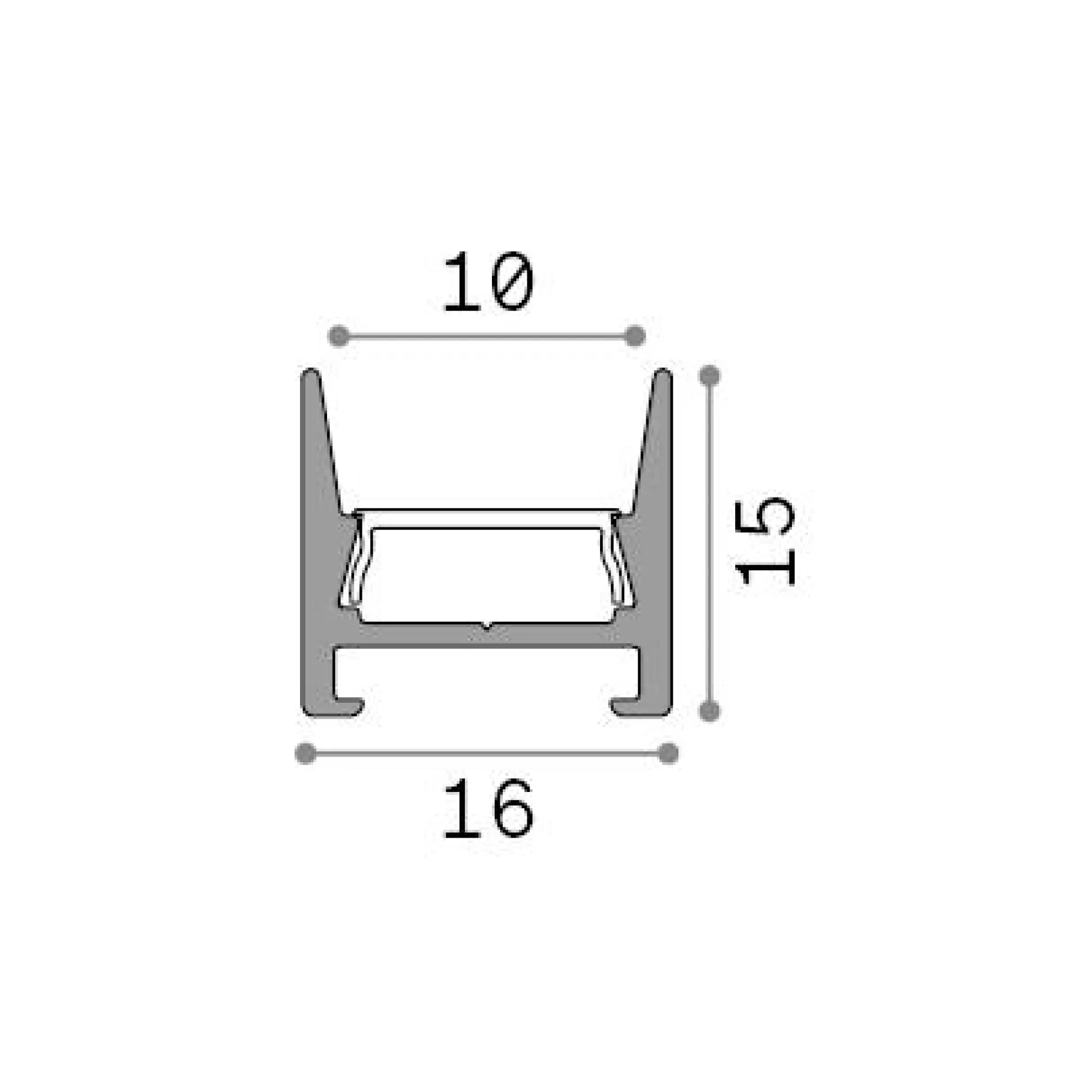 Dmora Striscie Led<Striscia Led SLOT SUR D16 x D15 2000 mm WH, 2 x 2 x h200 cm,