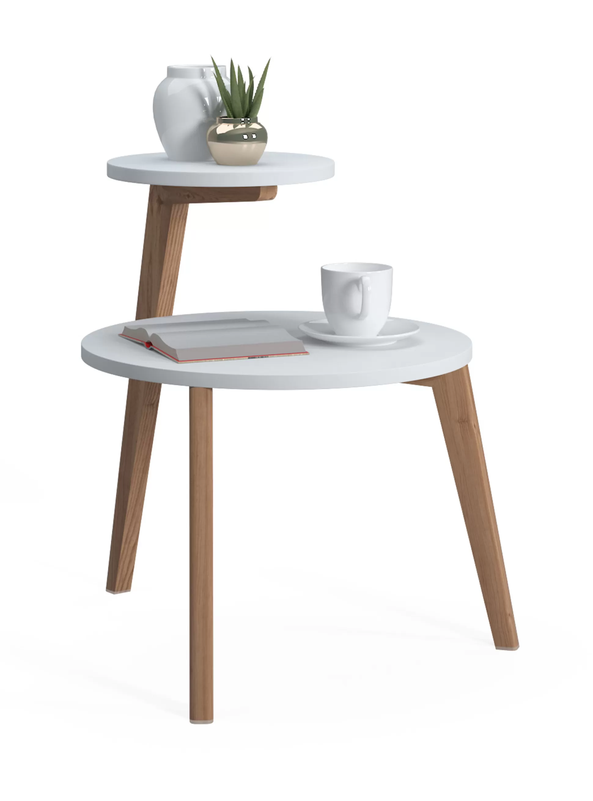 Dmora Tavolini Da Salotto<Tavolino da caffè con due piani rotondi, cm 50 x 50 x 62, colore