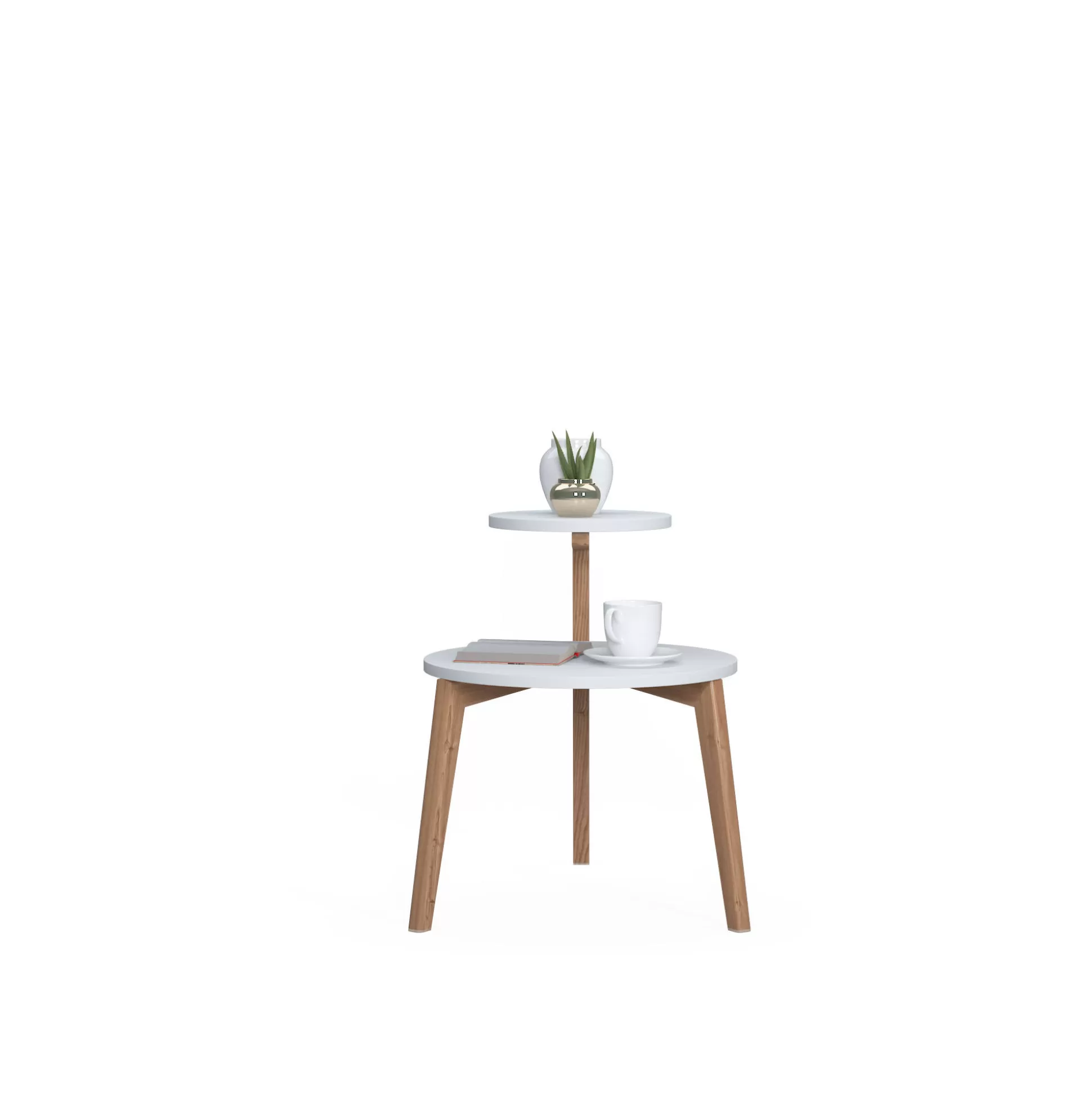 Dmora Tavolini Da Salotto<Tavolino da caffè con due piani rotondi, cm 50 x 50 x 62, colore