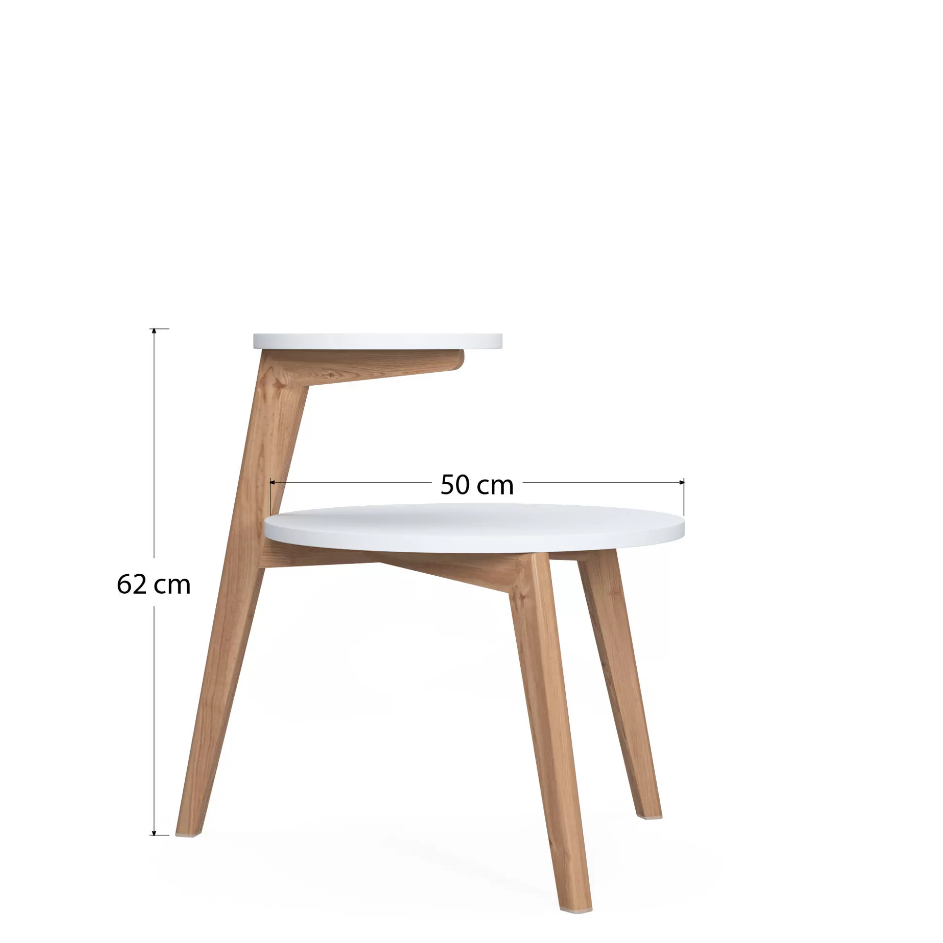Dmora Tavolini Da Salotto<Tavolino da caffè con due piani rotondi, cm 50 x 50 x 62, colore