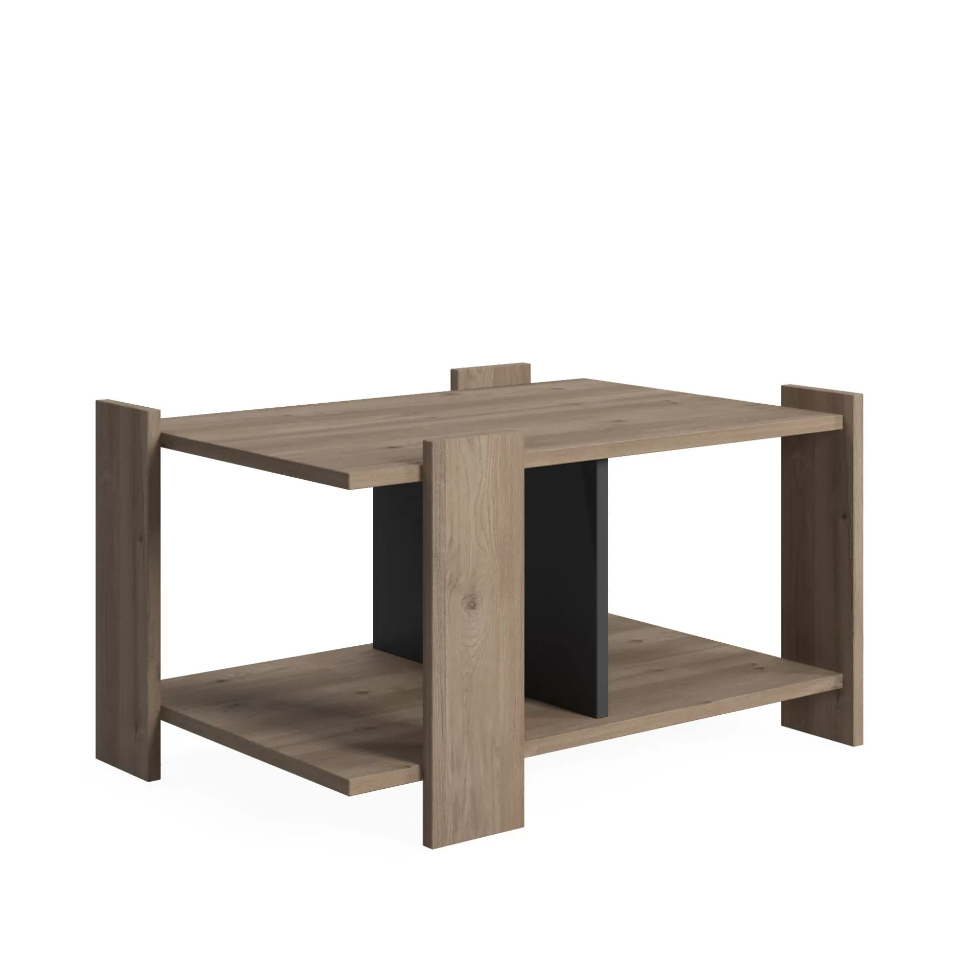 Dmora Tavolini Da Salotto<Tavolino da caffè moderno, cm 79 x 44 x 54, colore con dettaglio antracite