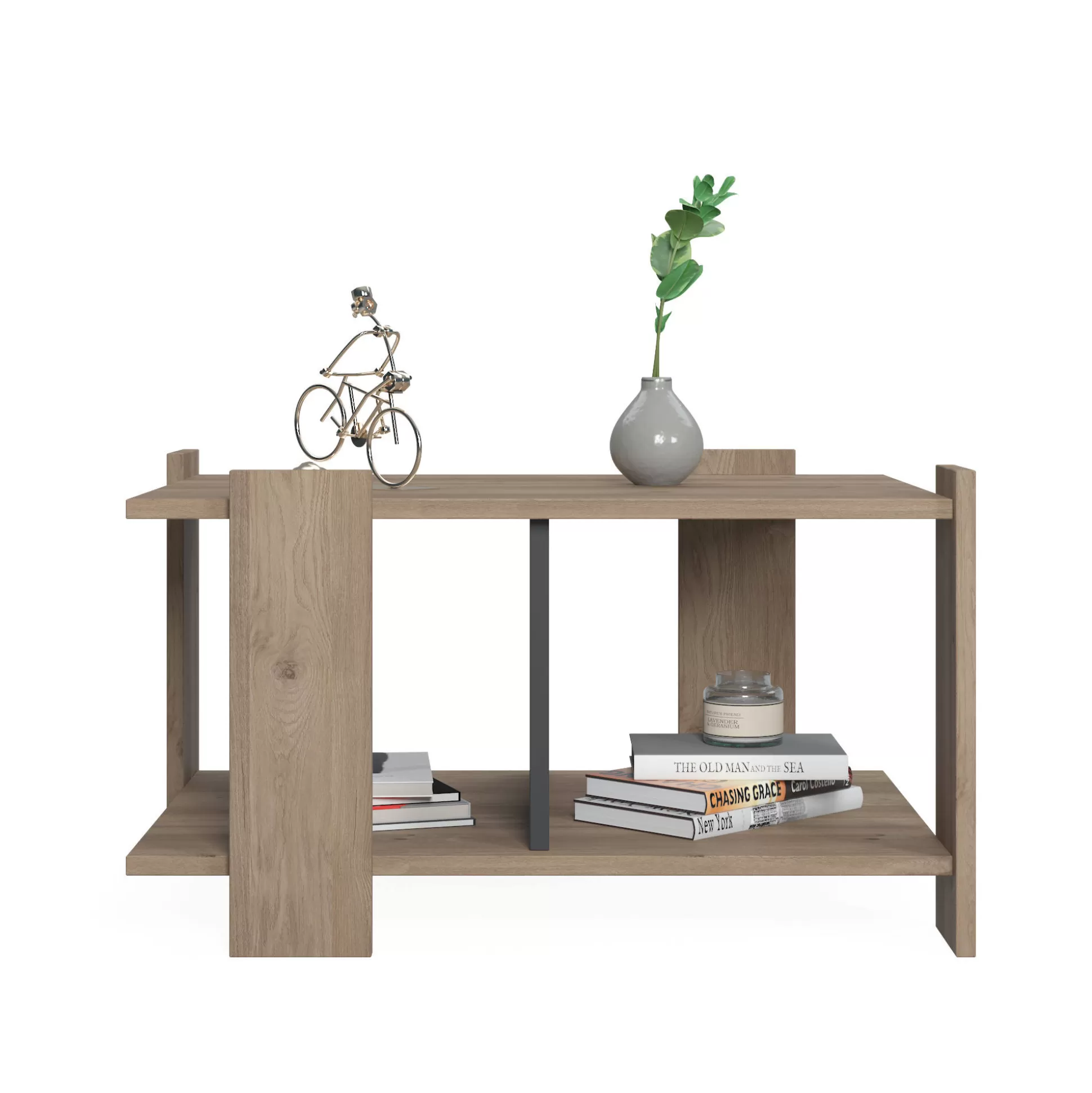Dmora Tavolini Da Salotto<Tavolino da caffè moderno, cm 79 x 44 x 54, colore con dettaglio antracite