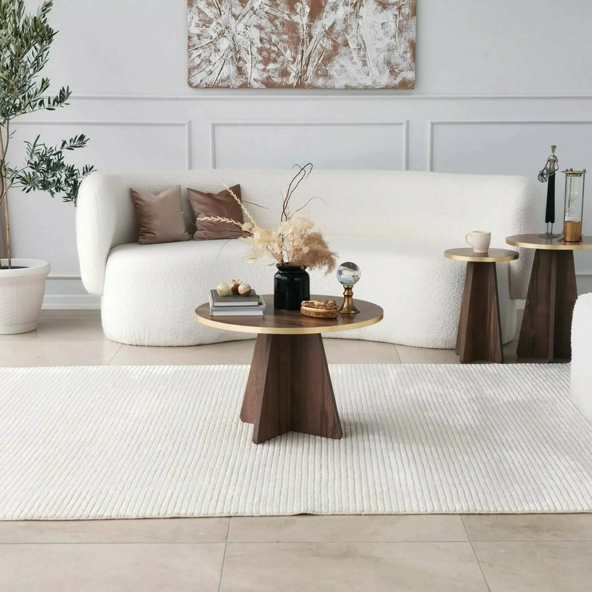Dmora Tavolini Da Salotto<Tavolino da salotto Armanda, 60x60h40 cm, Oro e Noce