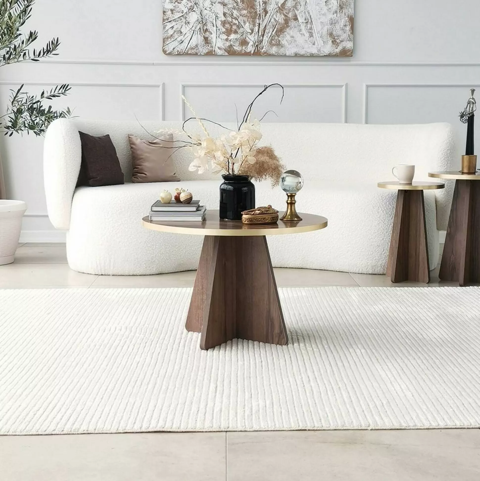 Dmora Tavolini Da Salotto<Tavolino da salotto Armanda, 60x60h40 cm, Oro e Noce