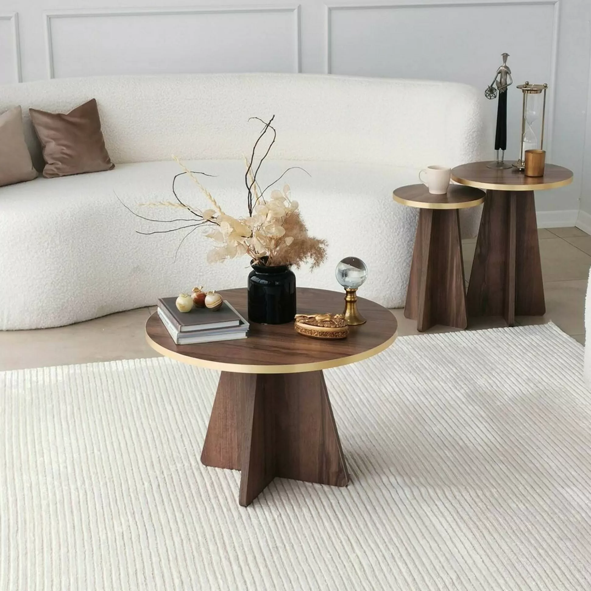 Dmora Tavolini Da Salotto<Tavolino da salotto Armanda, 60x60h40 cm, Oro e Noce