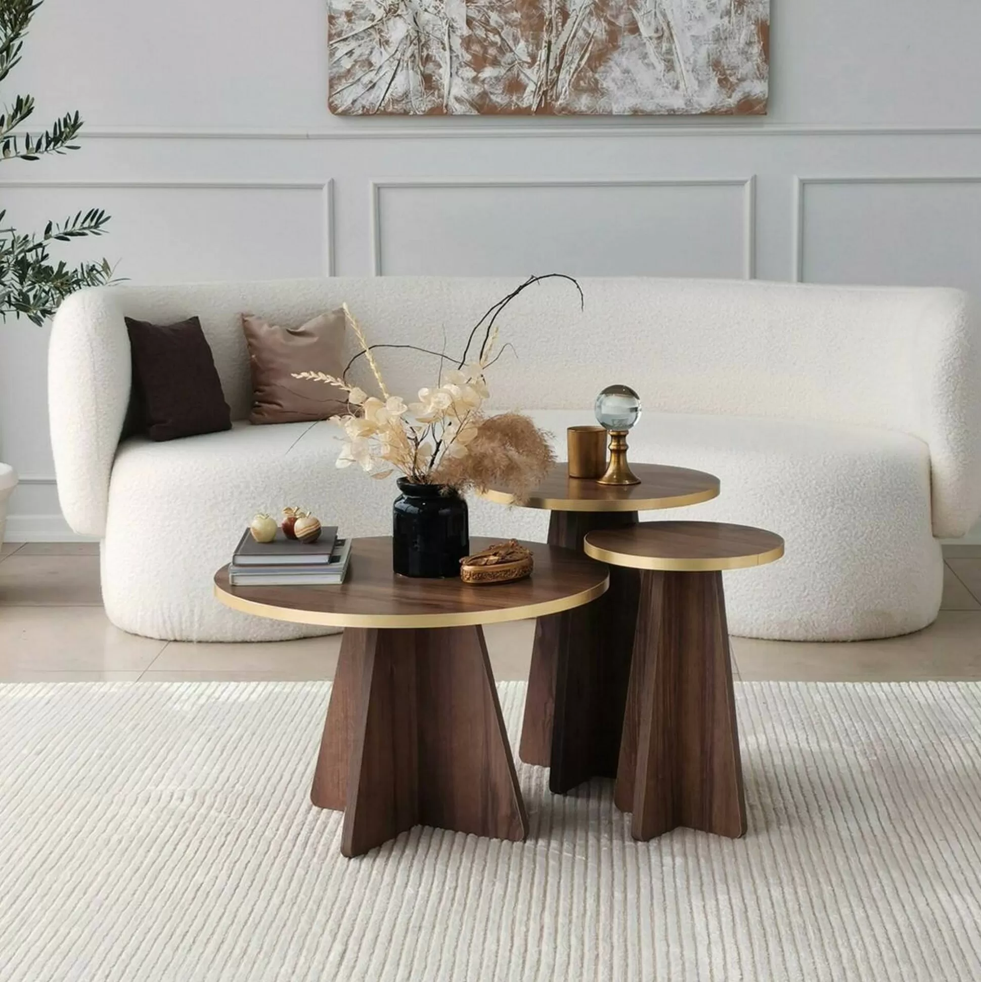 Dmora Tavolini Da Salotto<Tavolino da salotto Armanda, 60x60h40 cm, Oro e Noce