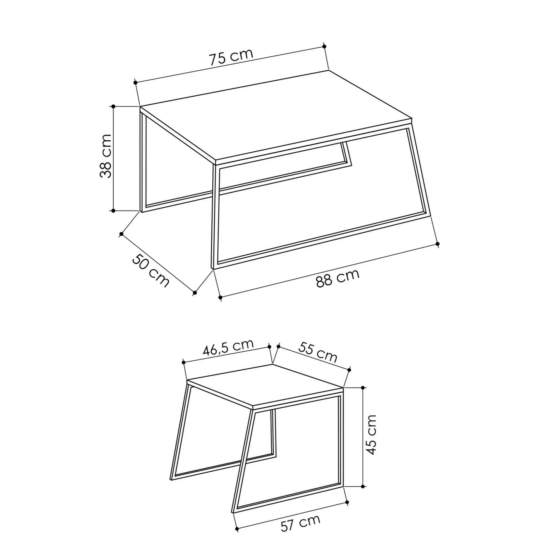 Dmora Tavolini Da Salotto<Tavolino da salotto Dbassin, 88x50 h38 cm, Bianco e Nero