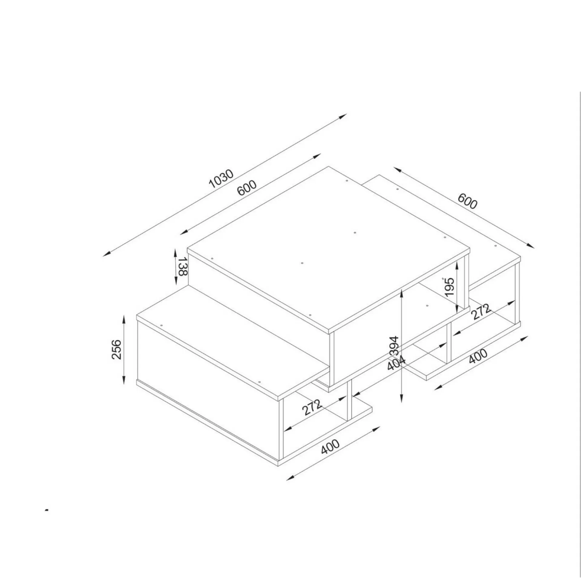 Dmora Tavolini Da Salotto<Tavolino da salotto Ddanielledesm, 103x60 h39 cm, Bianco e Noce