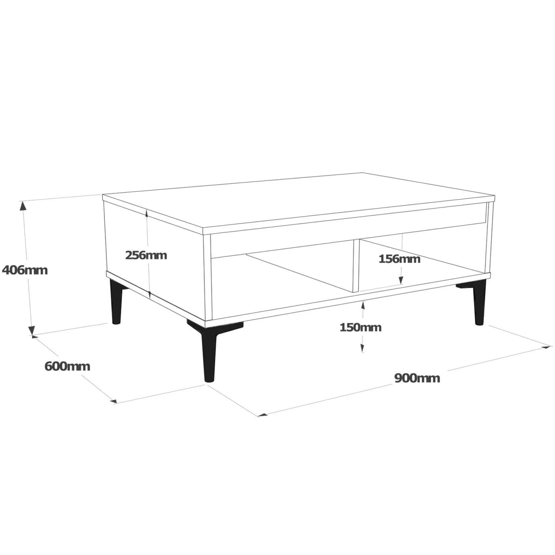 Dmora Tavolini Da Salotto<Tavolino da salotto Dmkhitarya, 90x60 h41 cm, Marrone e Antracite