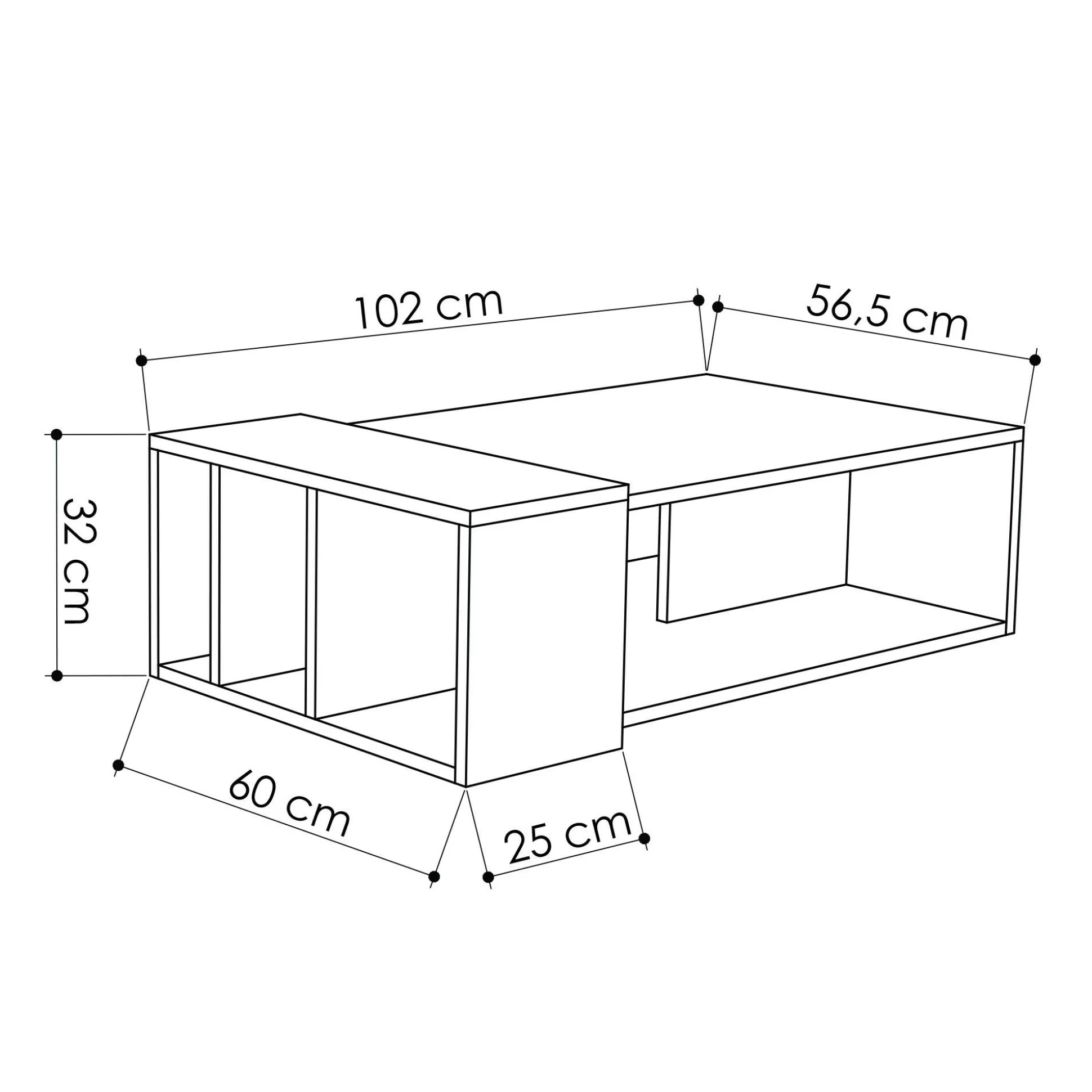 Dmora Tavolini Da Salotto<Tavolino da salotto Dmonteris, 102x60 h32 cm, Quercia e Antracite