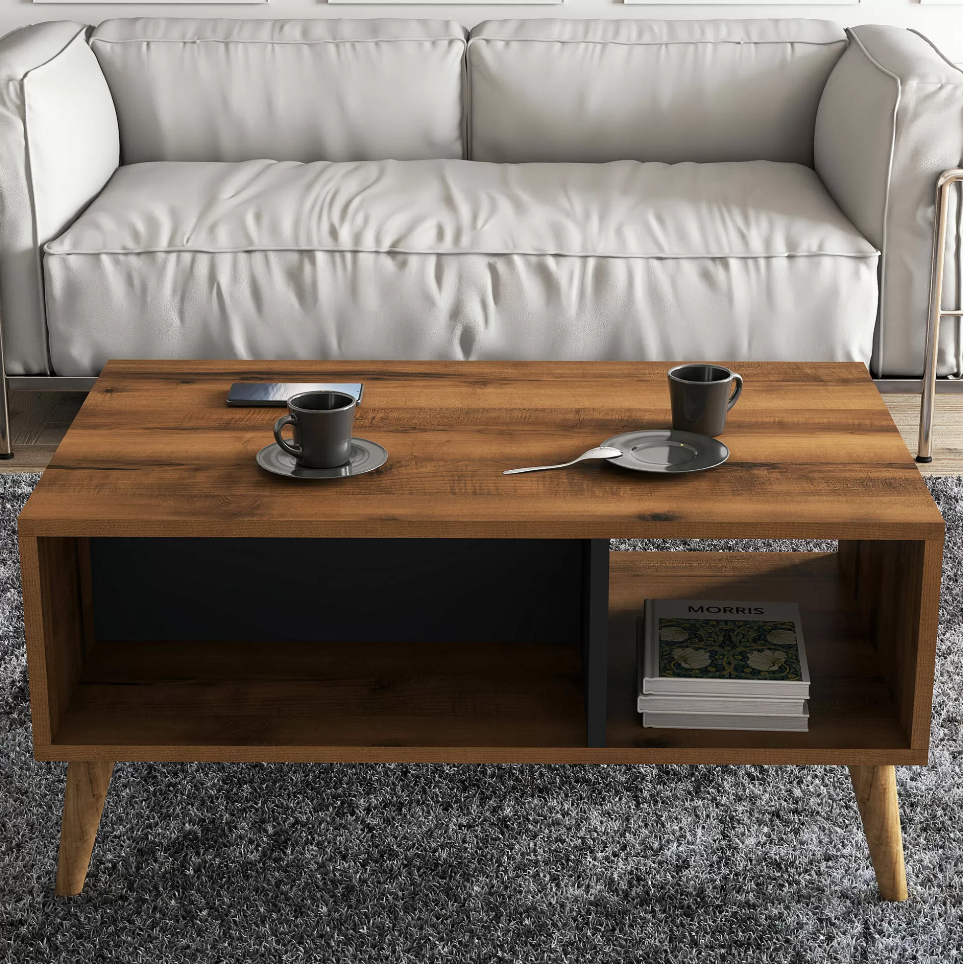 Dmora Tavolini Da Salotto<Tavolino da salotto Dnapolitan, 90x42 h54 cm, Noce e Antracite
