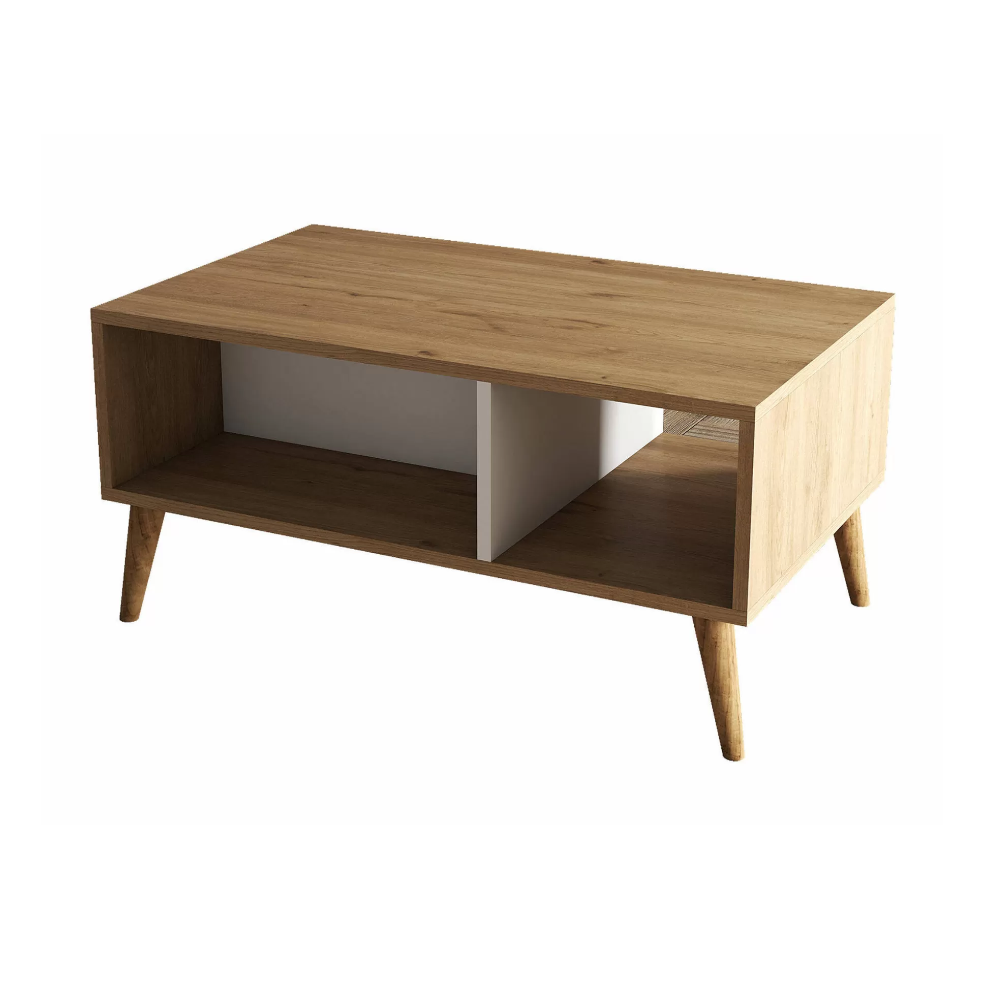 Dmora Tavolini Da Salotto<Tavolino da salotto Dnapolitan, 90x42 h54 cm, Quercia e Bianco