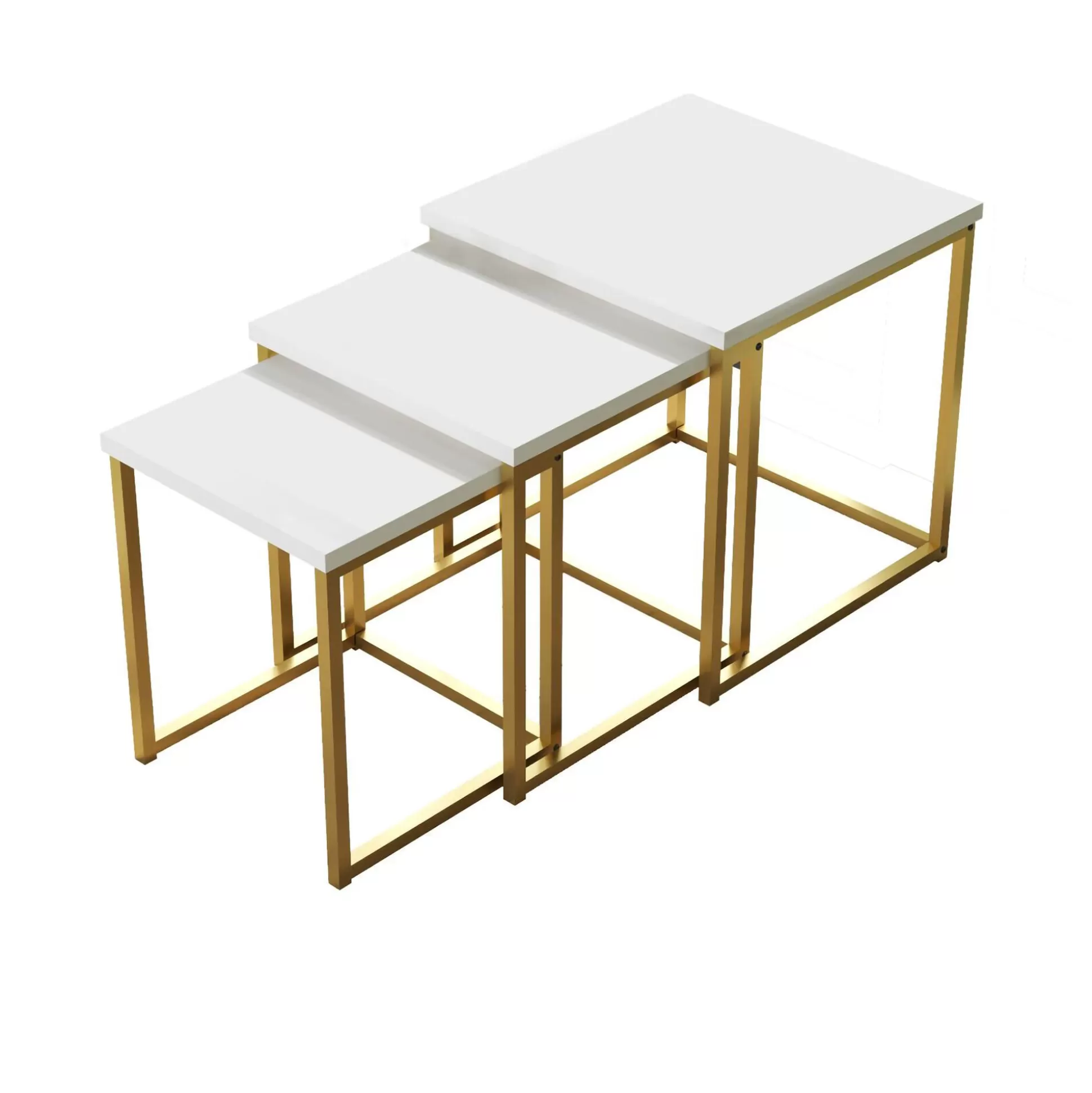 Dmora Tavolini Da Salotto<Tavolino da salotto Dprevital, 40x40 h42 cm, Bianco e Oro