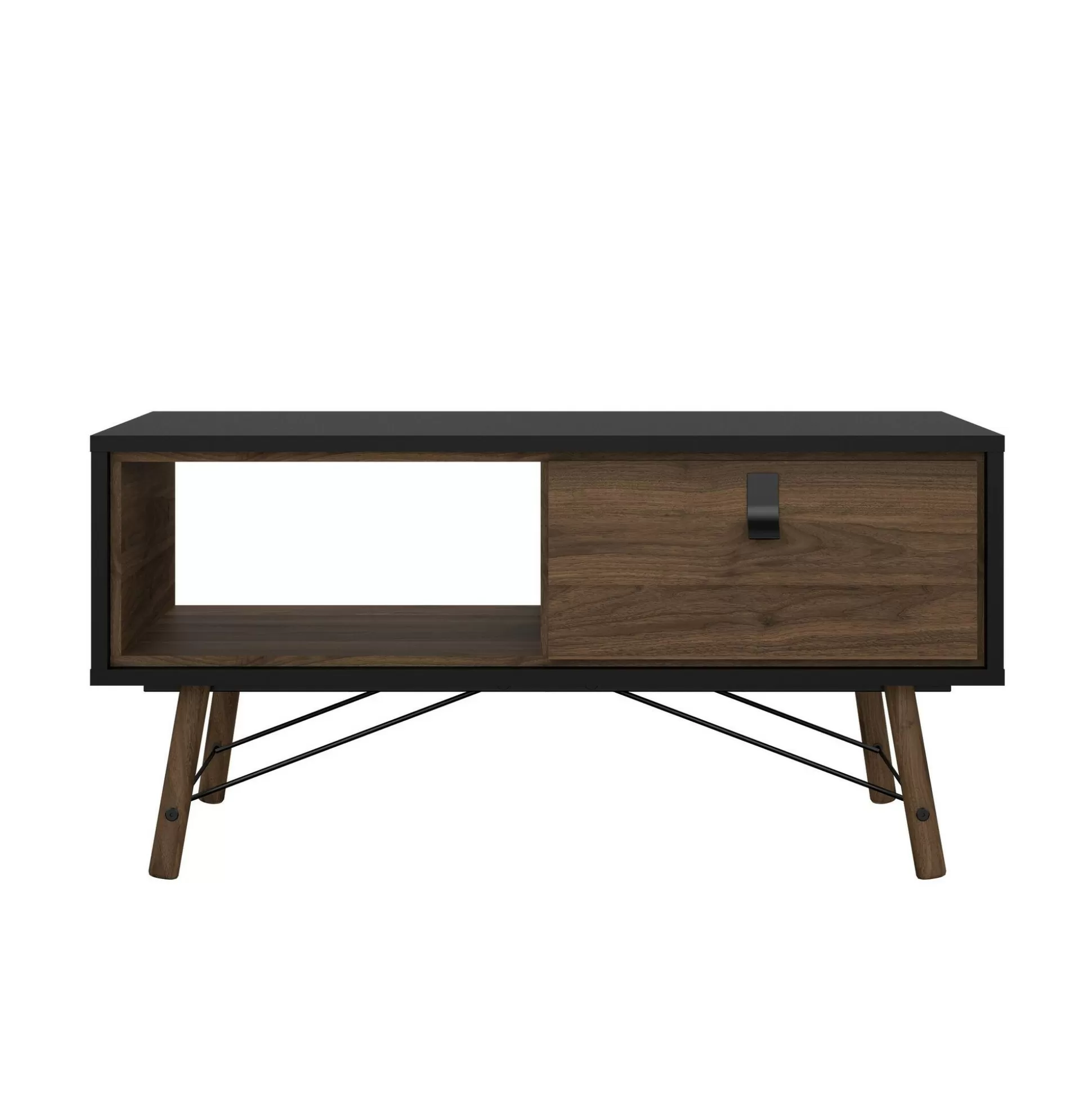 Dmora Tavolini Da Salotto<Tavolino da salotto Dvalot, 48x102 h50 cm, Nero e Noce