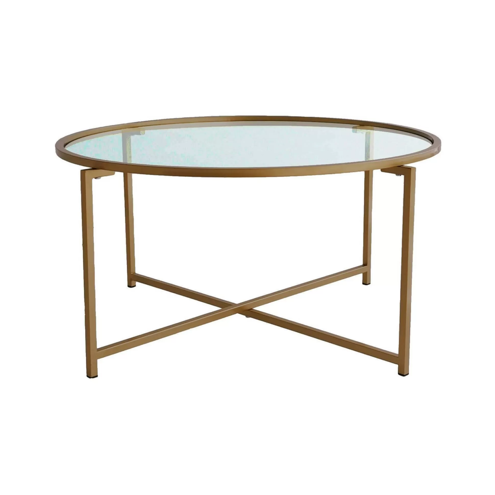 Dmora Tavolini Da Salotto<Tavolino da salotto Ecaterina, 83x83h40 cm, Oro e Tortora