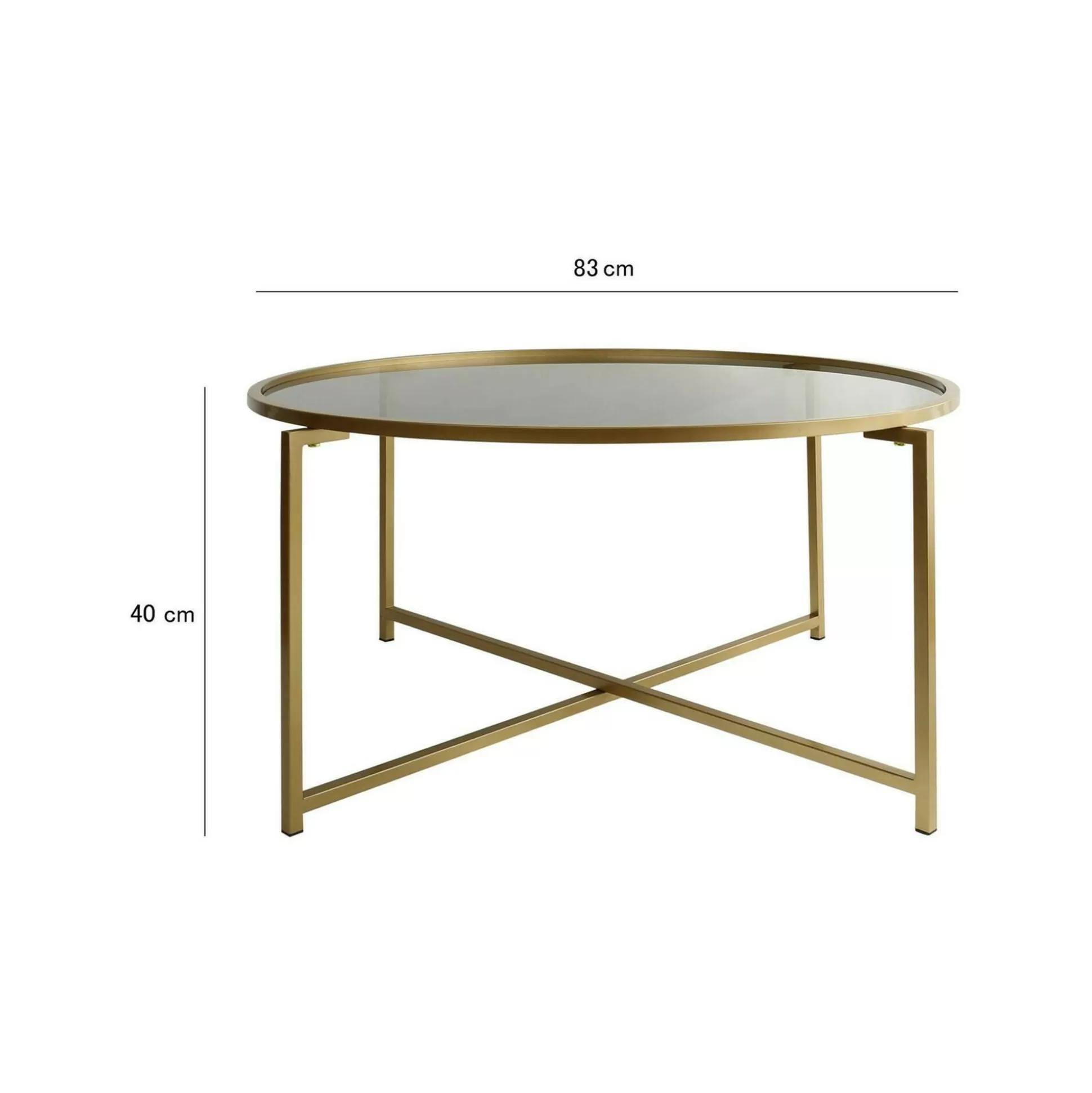 Dmora Tavolini Da Salotto<Tavolino da salotto Ecaterina, 83x83h40 cm, Oro e Tortora