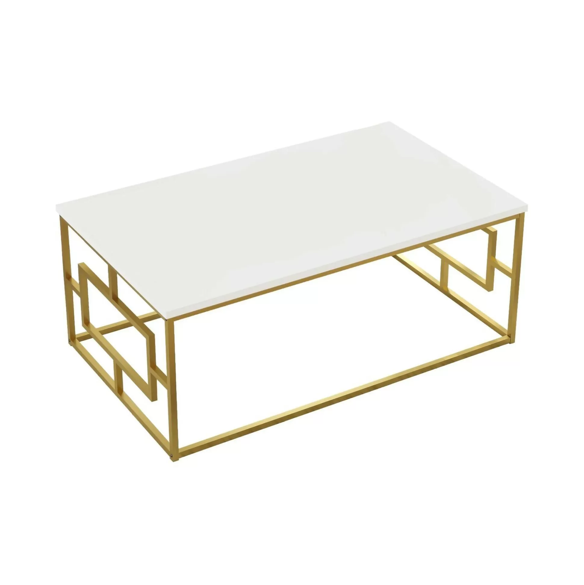 Dmora Tavolini Da Salotto<Tavolino da salotto Franca, 100x60h40 cm, Bianco e Oro