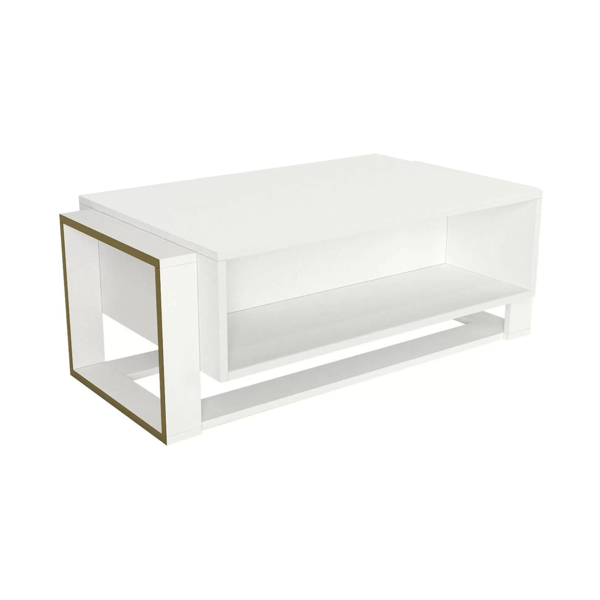 Dmora Tavolini Da Salotto<Tavolino da salotto Gigliola, 106x60h40 cm, Bianco e Oro
