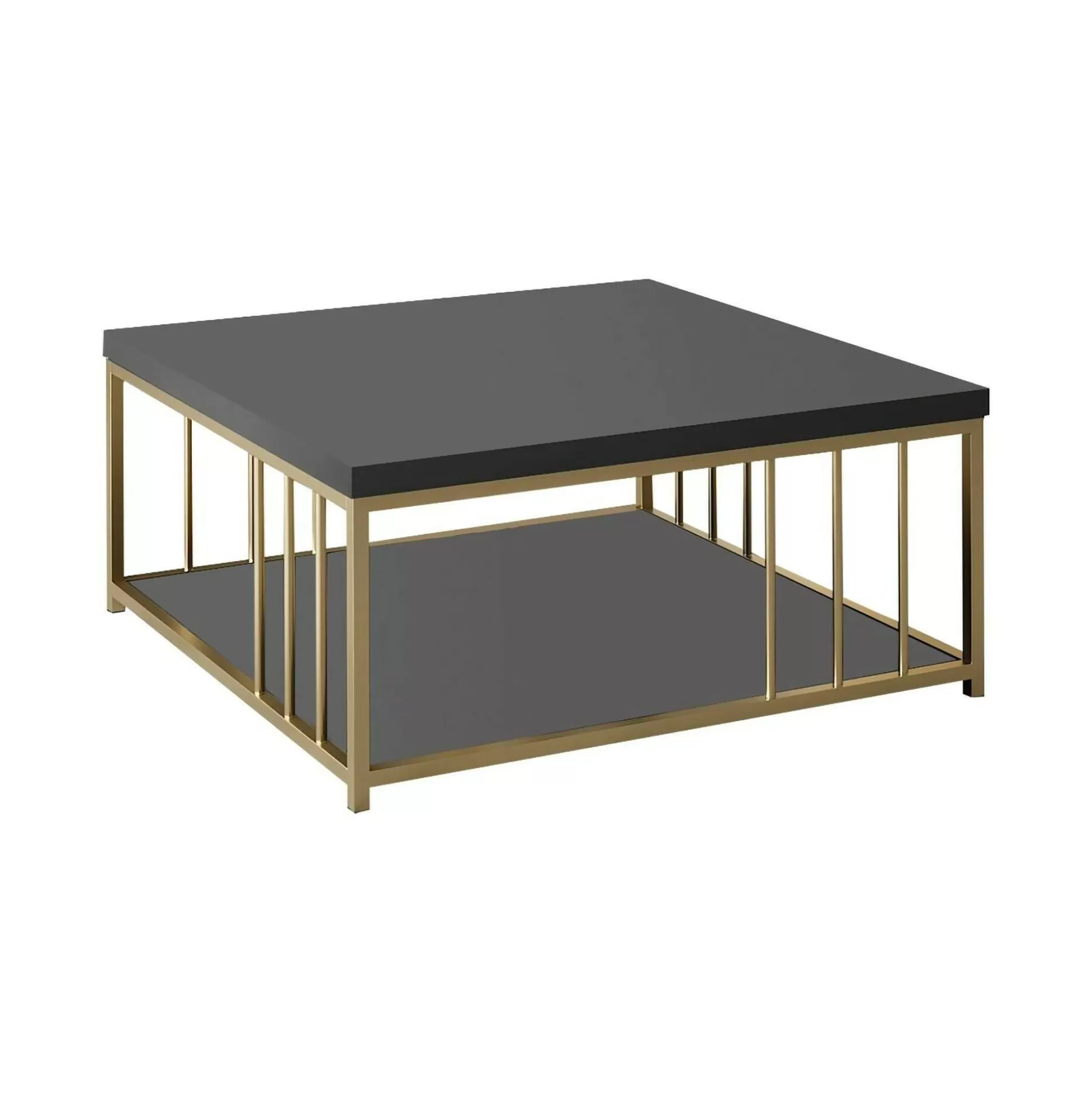 Dmora Tavolini Da Salotto<Tavolino da salotto Raiden, 90x90h40 cm, Antracite e Oro