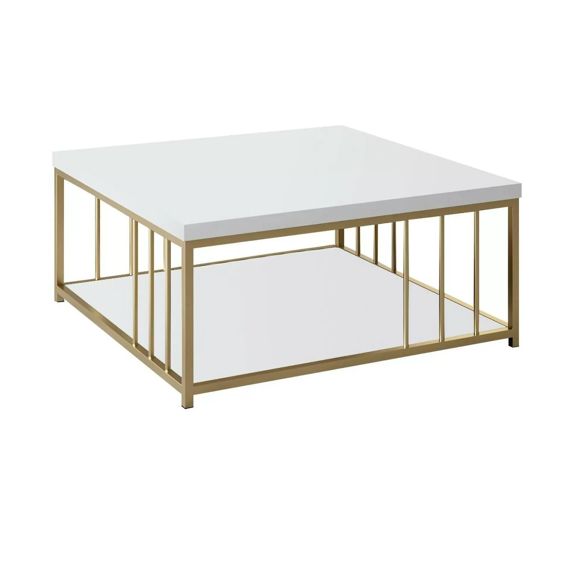 Dmora Tavolini Da Salotto<Tavolino da salotto Raiden, 90x39h40 cm, Bianco e Oro