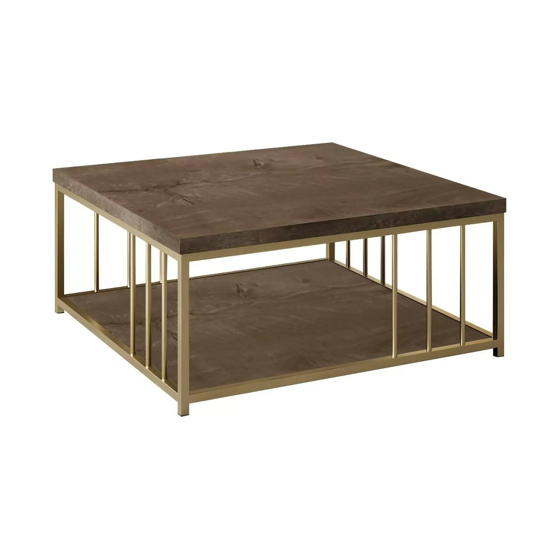 Dmora Tavolini Da Salotto<Tavolino da salotto Raiden, 90x90h40 cm, Noce e Oro