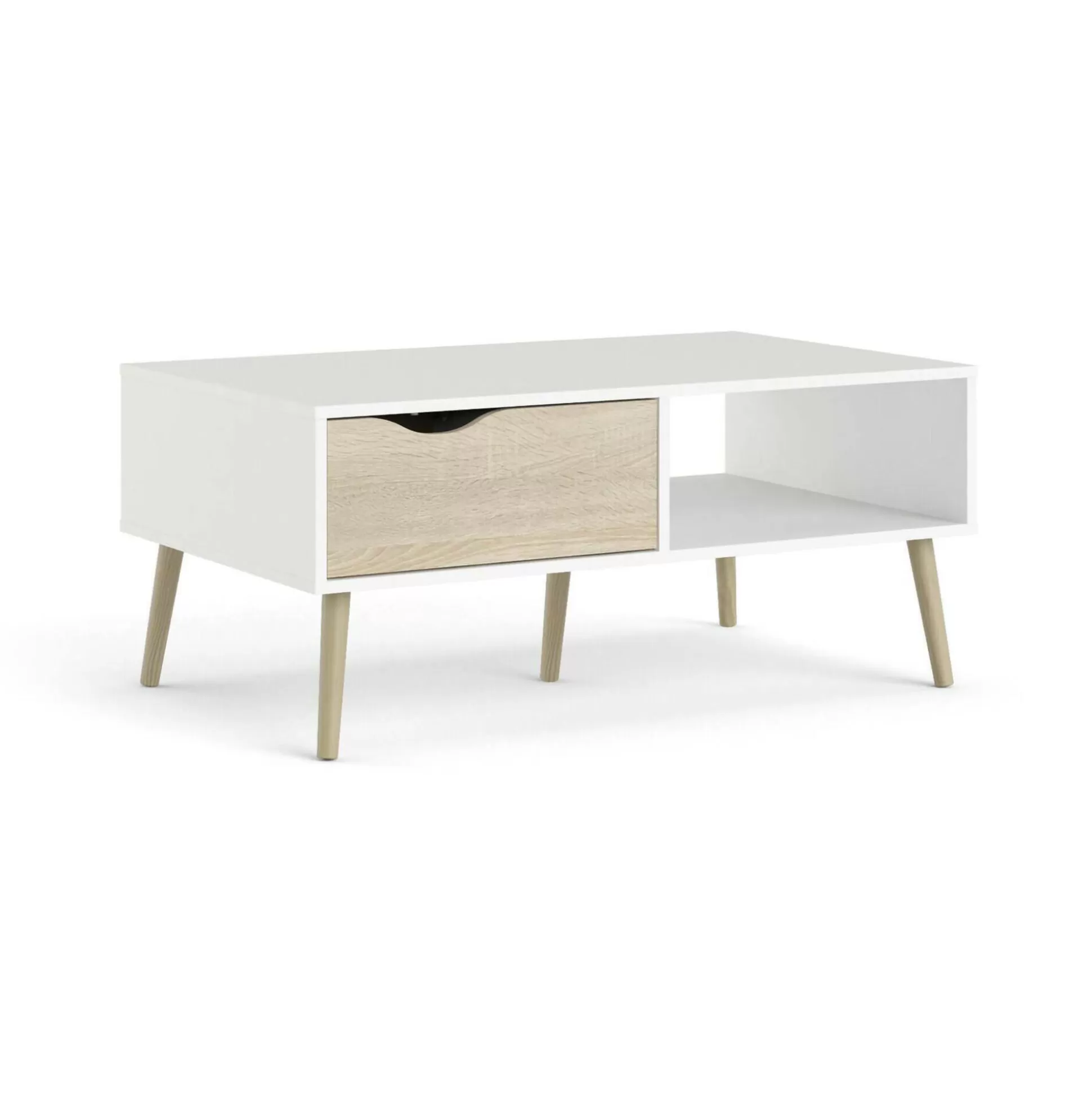 Dmora Tavolini Da Salotto<Tavolino da salotto Sfene, 99x60 h43 cm, Bianco e Quercia