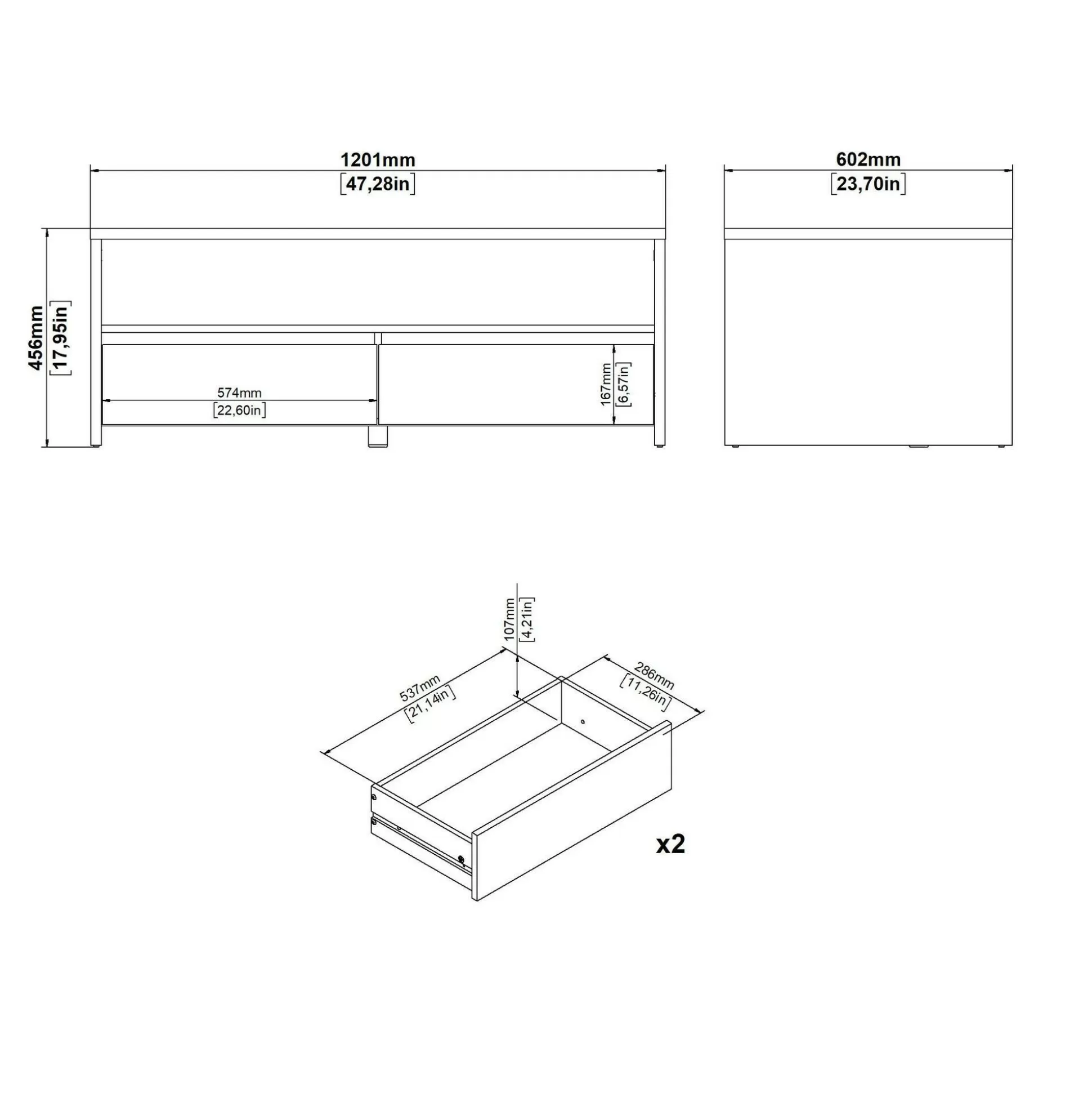 Dmora Tavolini Da Salotto<Tavolino da salotto Shote, 60x120 h46 cm, Rovere e Bianco