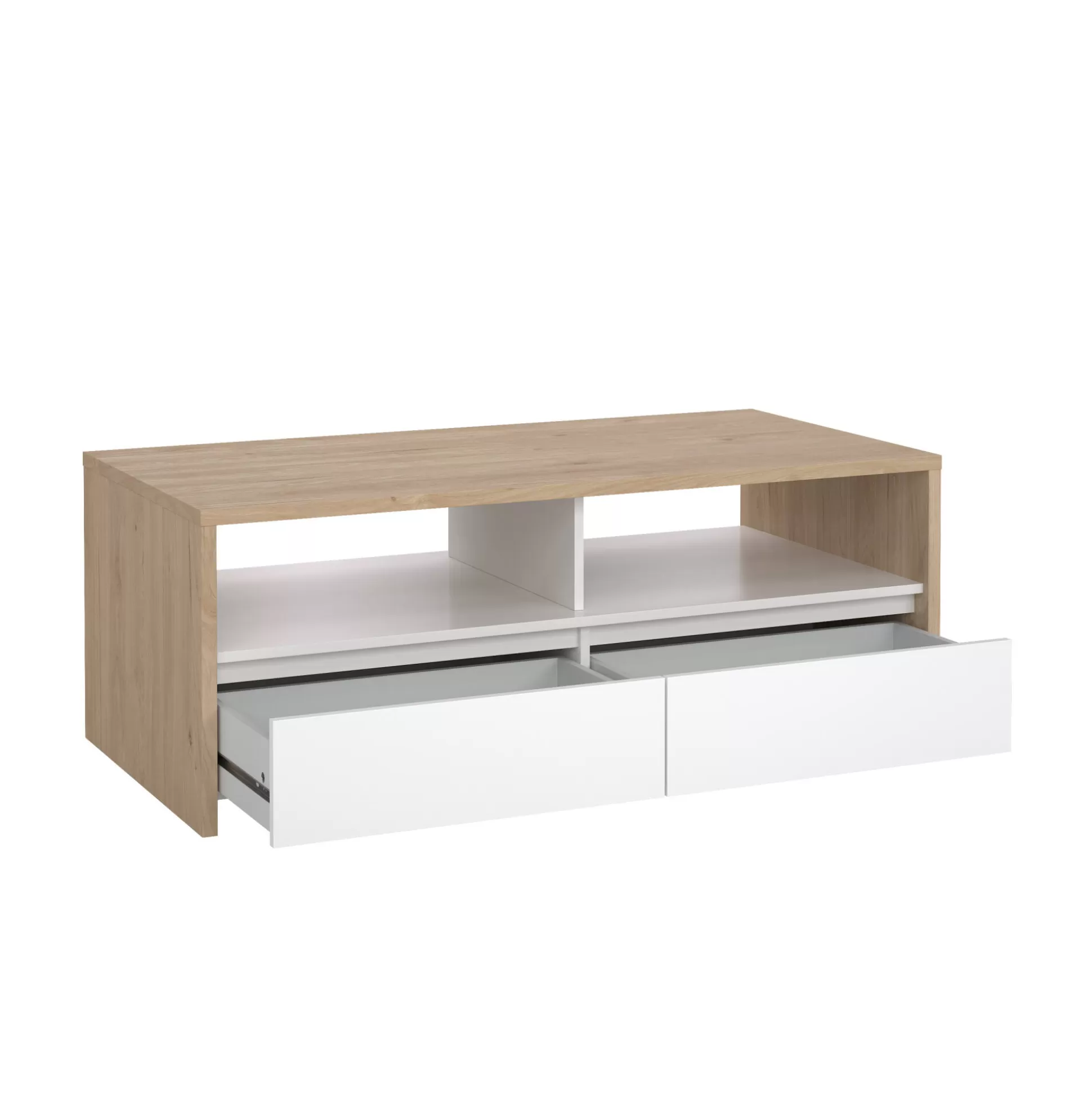 Dmora Tavolini Da Salotto<Tavolino da salotto Shote, 60x120 h46 cm, Rovere e Bianco