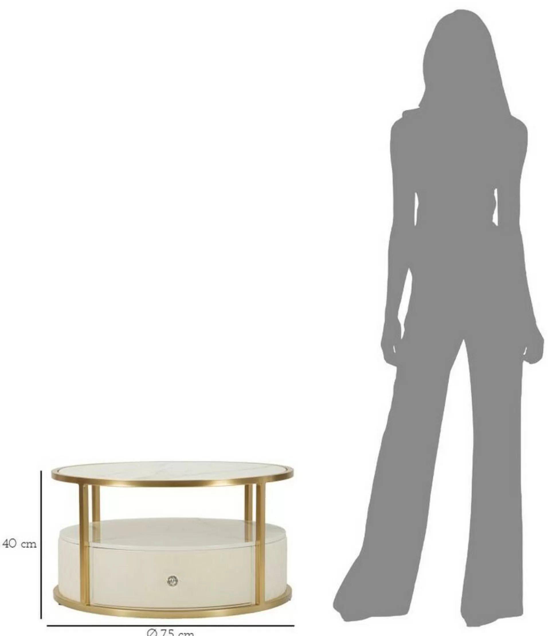 Dmora Tavolini Da Salotto<Tavolino da salotto Stabia, 75x75 h40 cm, Bianco e Oro